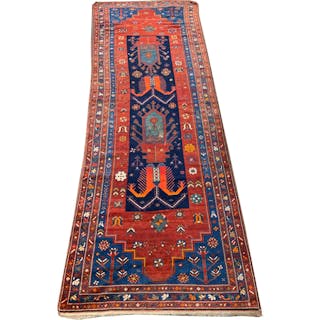 Antique Caucasian hall runner carpet. 63 x 168in.