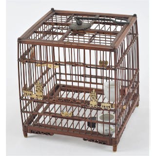 Bird cage. China. 19th/early 20th century. Bamboo, bone and bronze