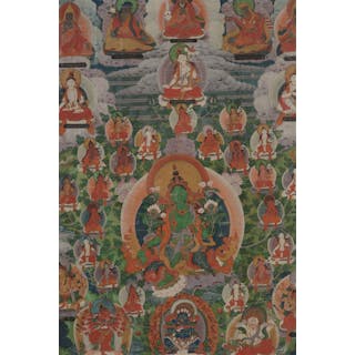 Buddhist icon. Tibet. 18th century. Thangka image of the green Tara