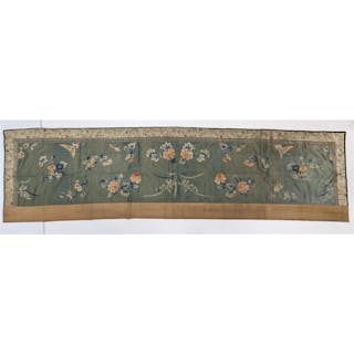 Textile panel. China. 19th century. Altar front. Embroidery of flowers