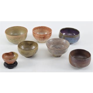7 Japanese chawan tea bowls.
