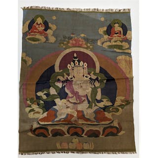 Textile panel. China. 19th century. Kossu thangka of Vajrasatva. 34 x 26in.