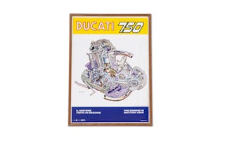 Ducati 750 Engine in Section View Poster, by Bruno Betti