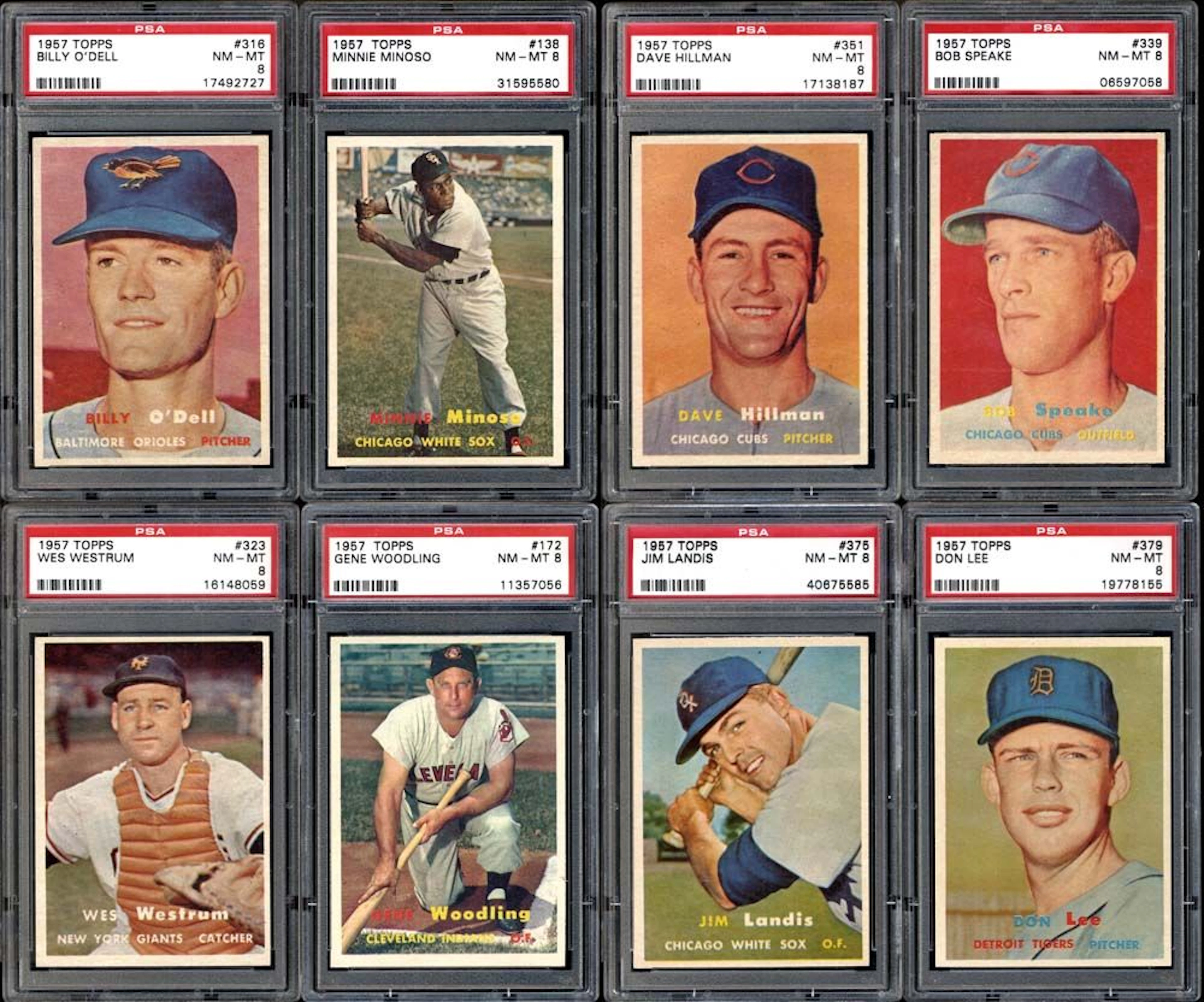 1957 Topps Baseball 40 Card Group All PSA 8 NM/MT