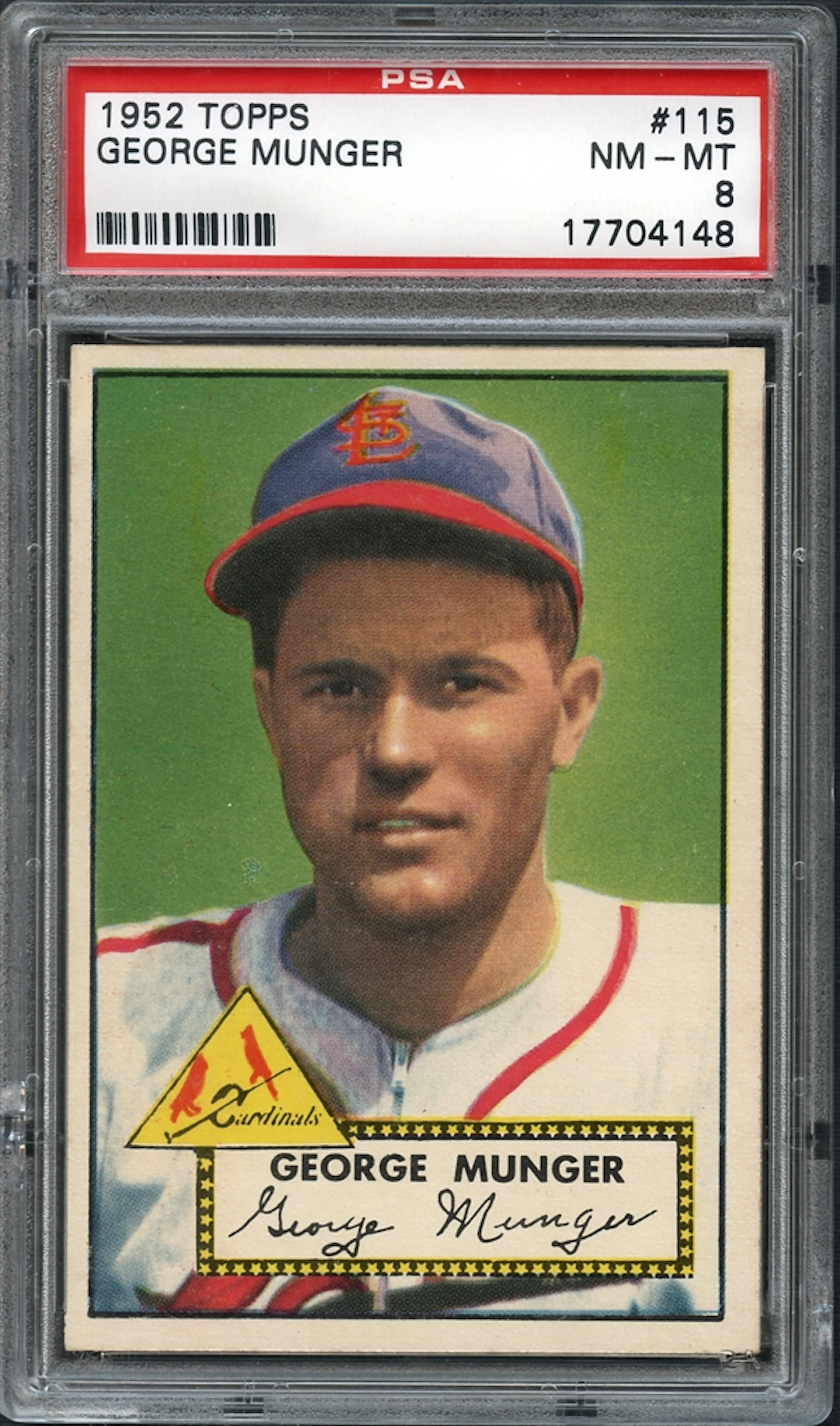 1952 Topps #115 George Munger PSA 8 NM/MT