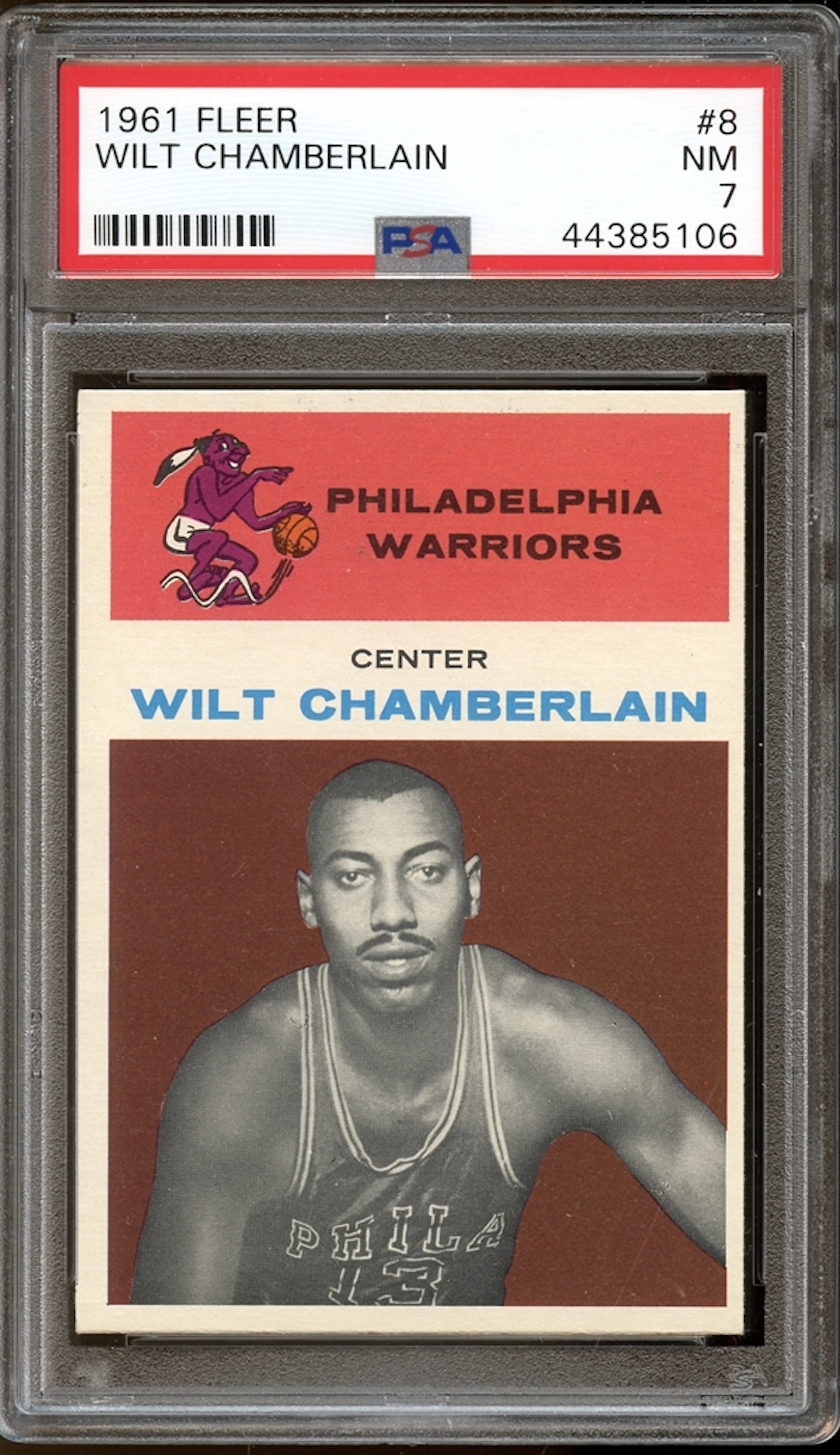 1961 Fleer Basketball #8 Wilt Chamberlain PSA 7 NM