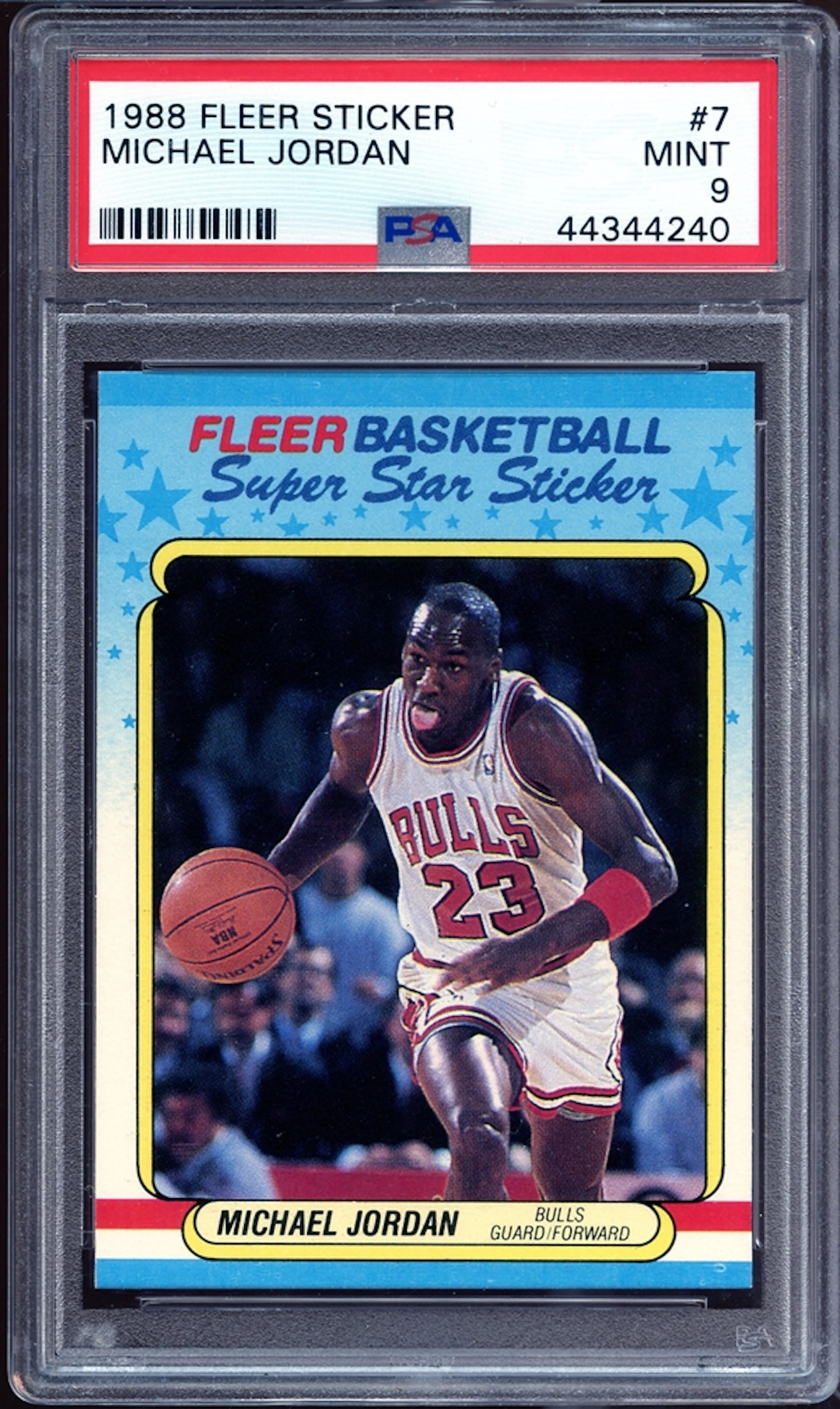 1988 Fleer Sticker #7 Michael Jordan PSA 9 MINT