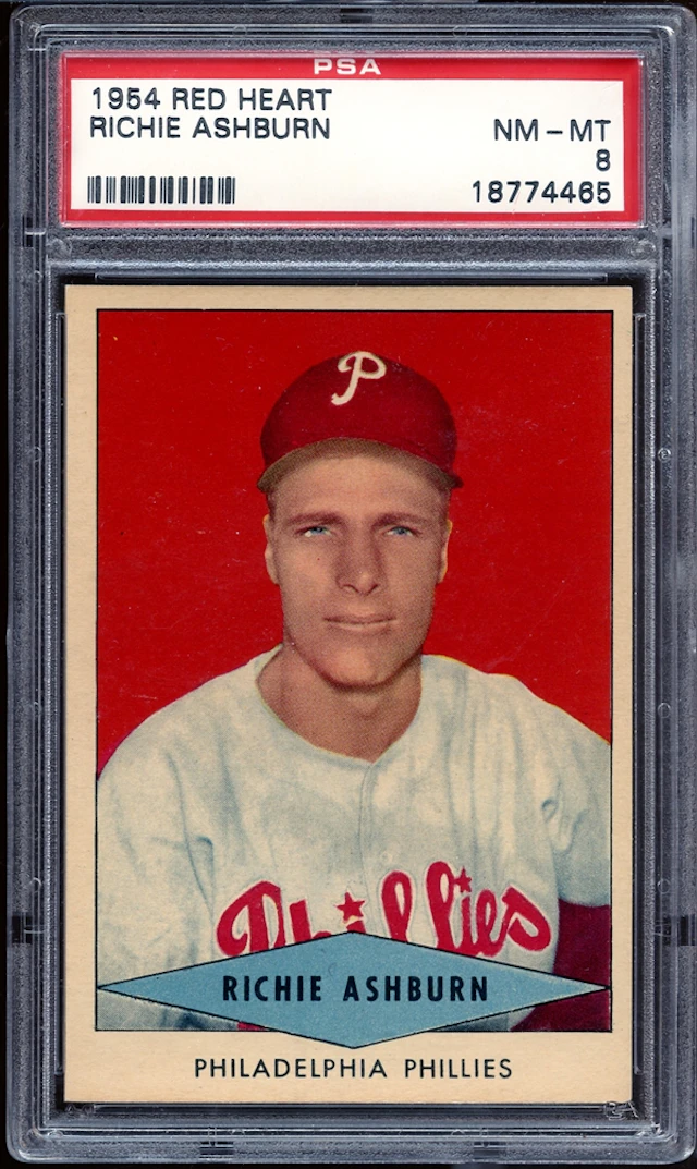 1954 Red Heart Dog Food Richie Ashburn PSA 8 NM/MT