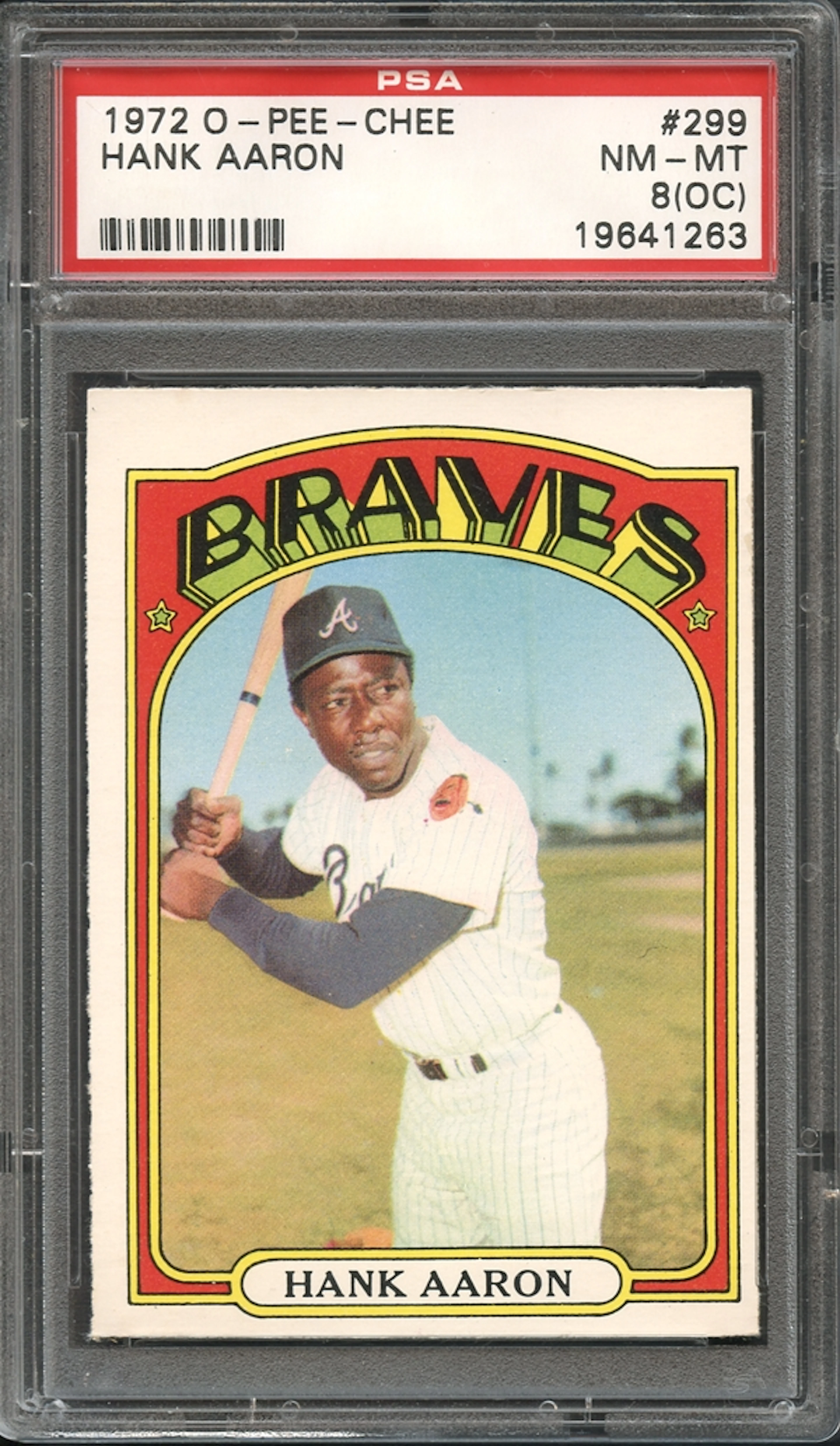 1972 O-Pee-Chee #299 Hank Aaron PSA 8 NM-MT (OC)