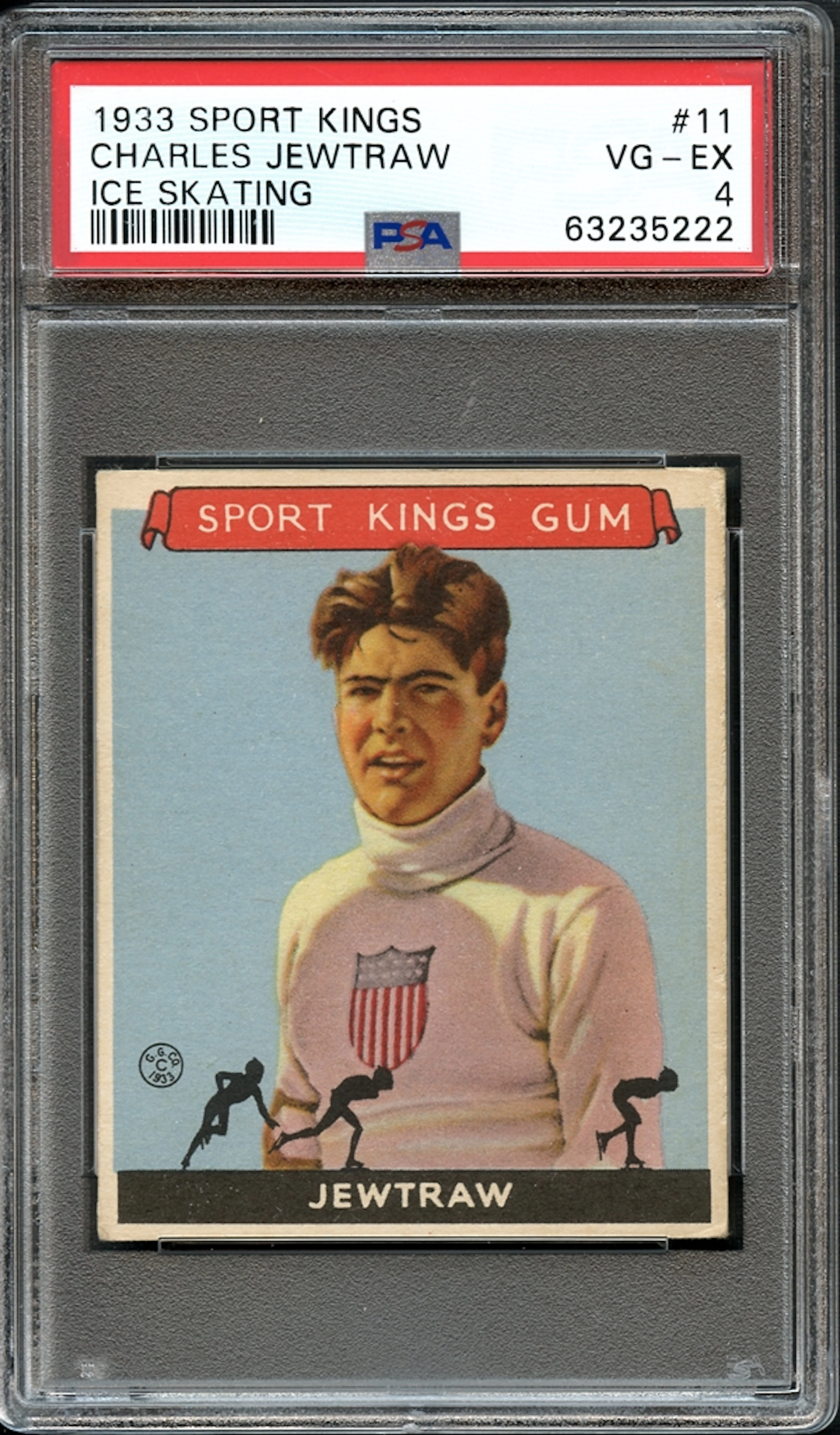 1933 Sport Kings Ice Skating #11 Charles Jewtraw PSA 4 VG-EX