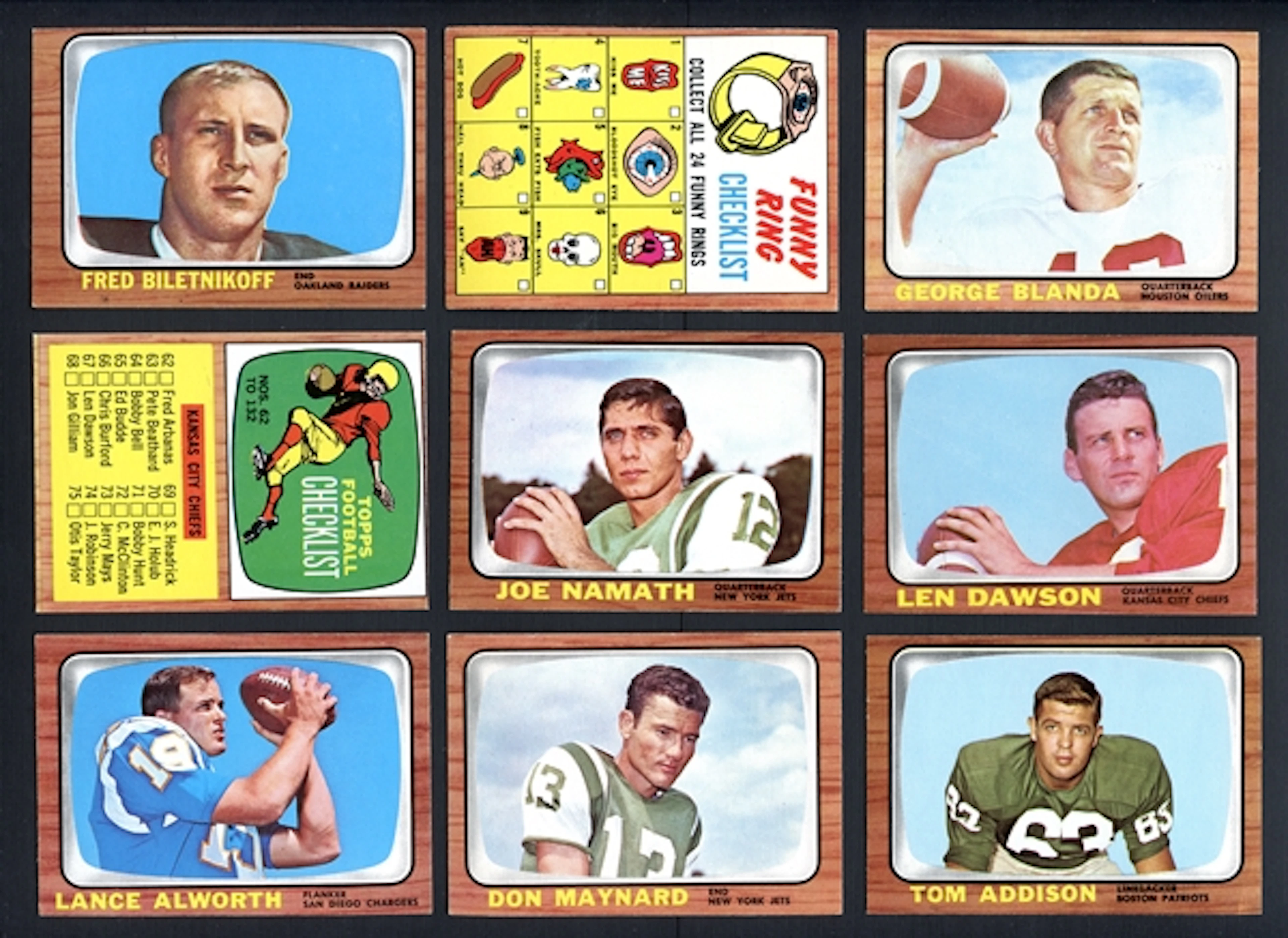 1966 Topps Football Complete Set With Complete Funny Ring Set
