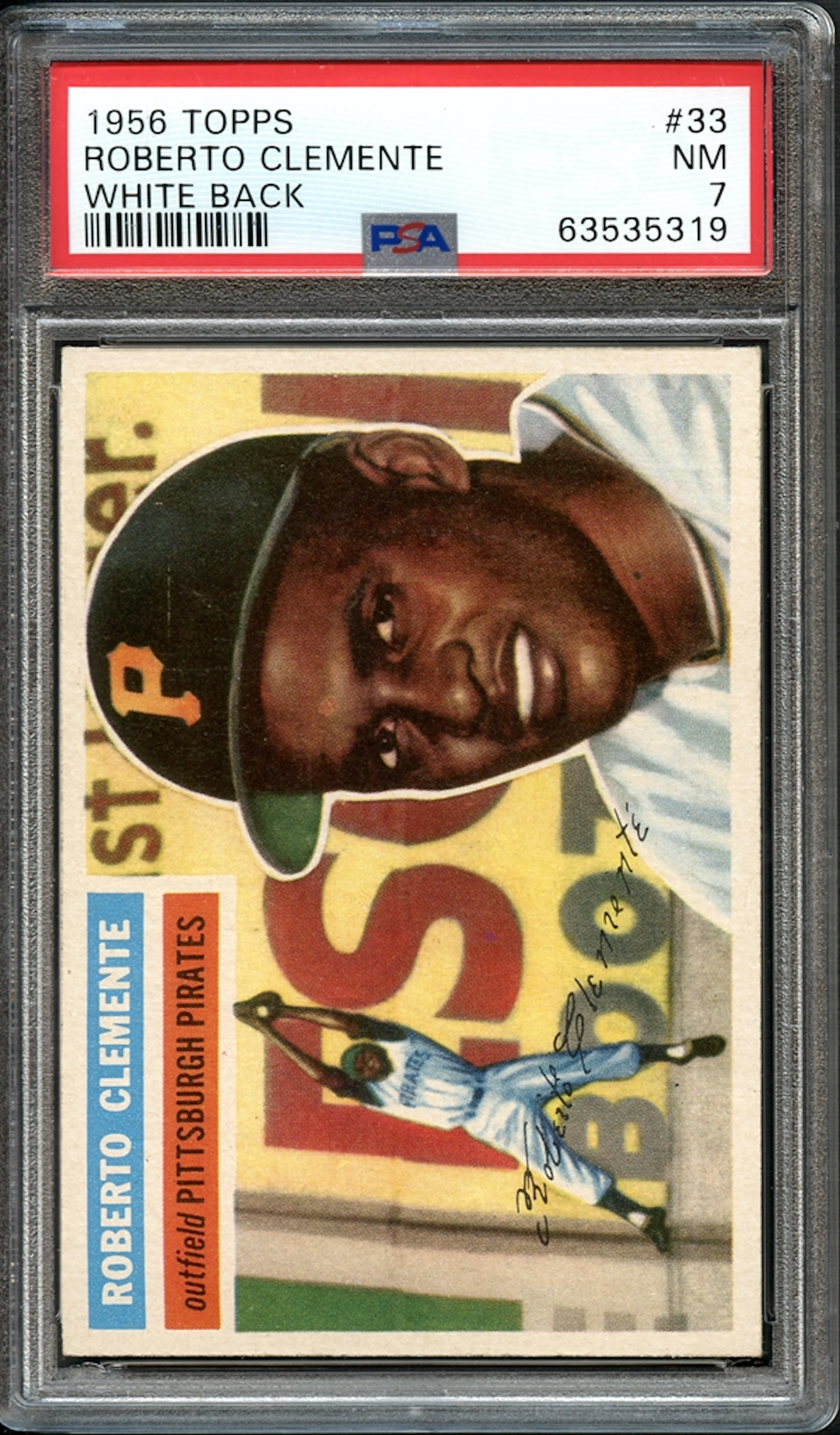1956 Topps #33 Roberto Clemente White Back PSA 7 NM