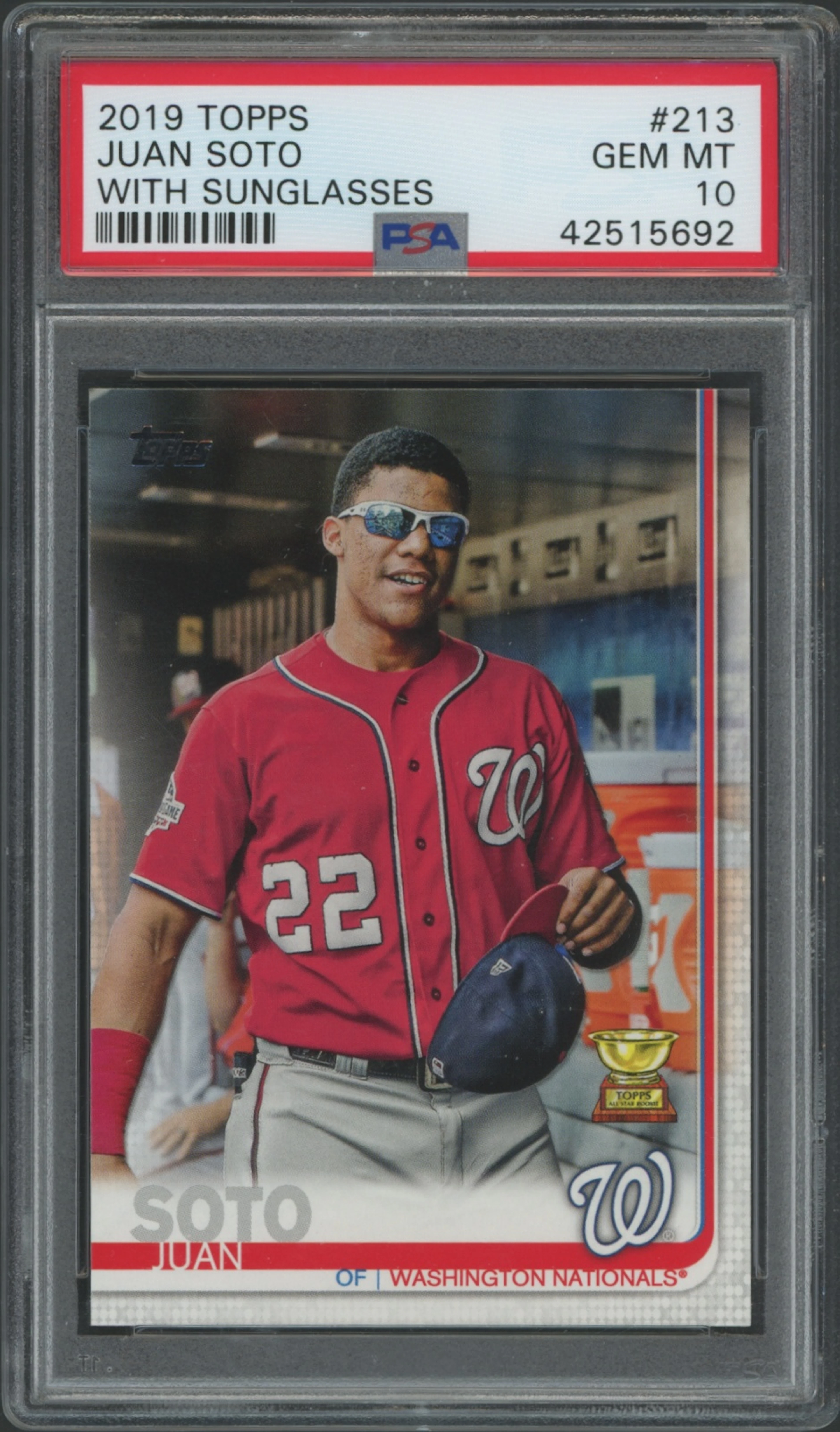 2019 Topps #213 Juan Soto with Sunglasses PSA 10 GEM MINT
