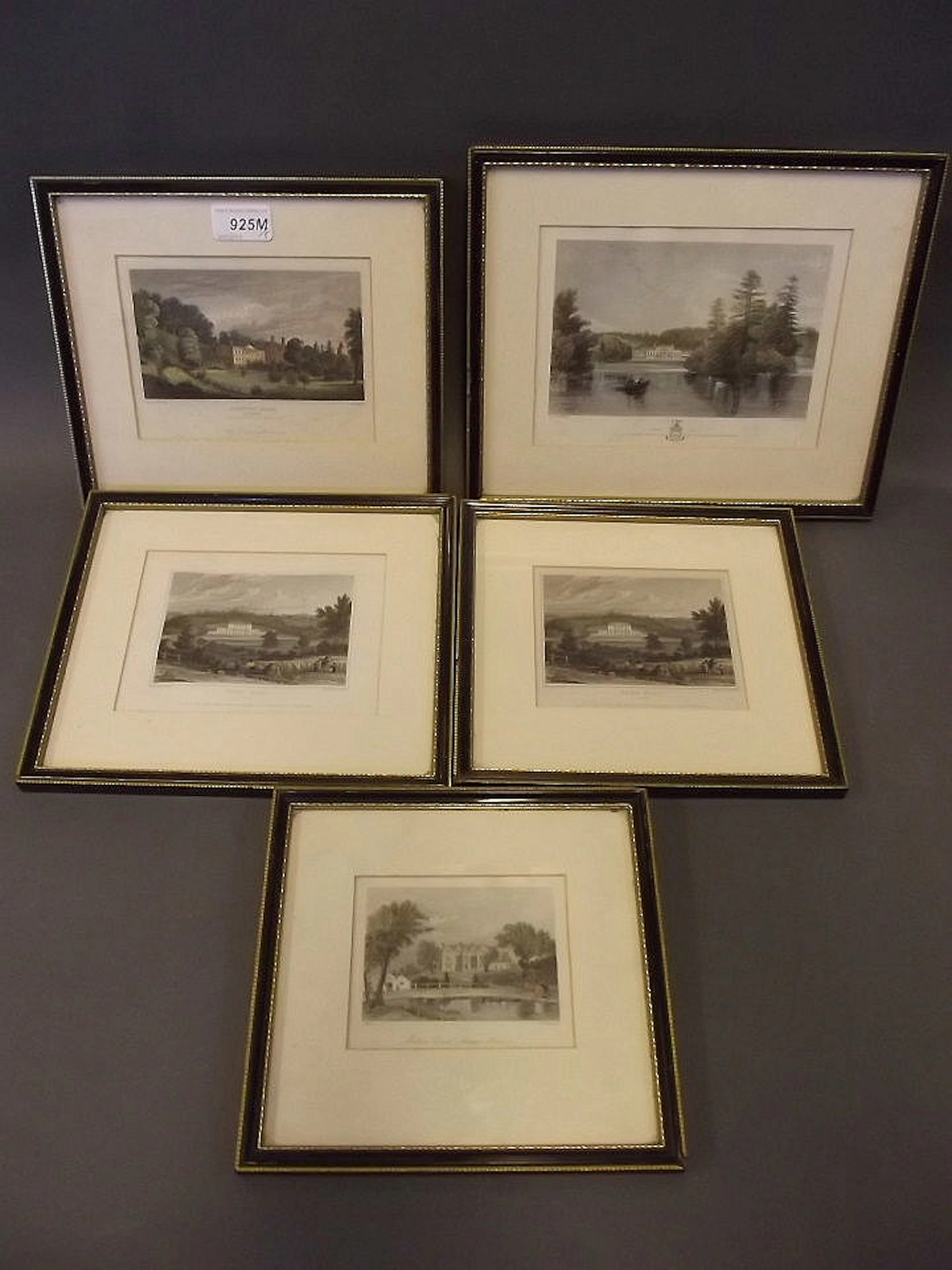 A set of 5 C19th hand coloured engravings of local