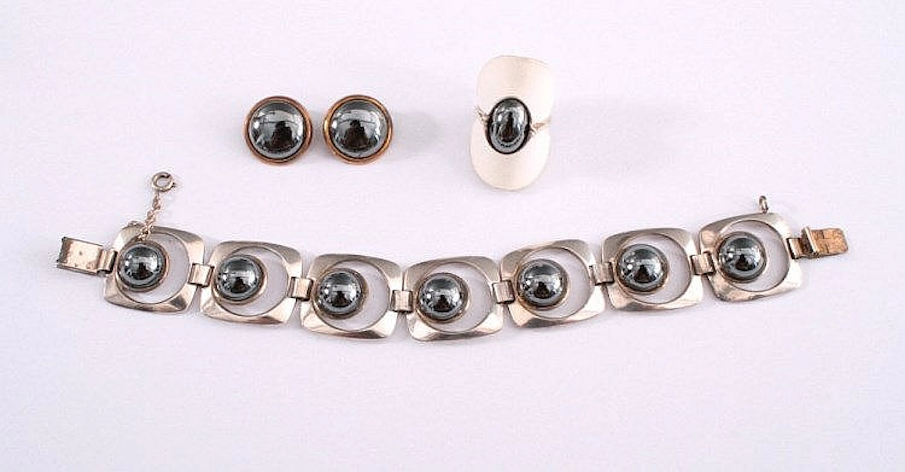 Hämatit-Armband mit Ring und Clips