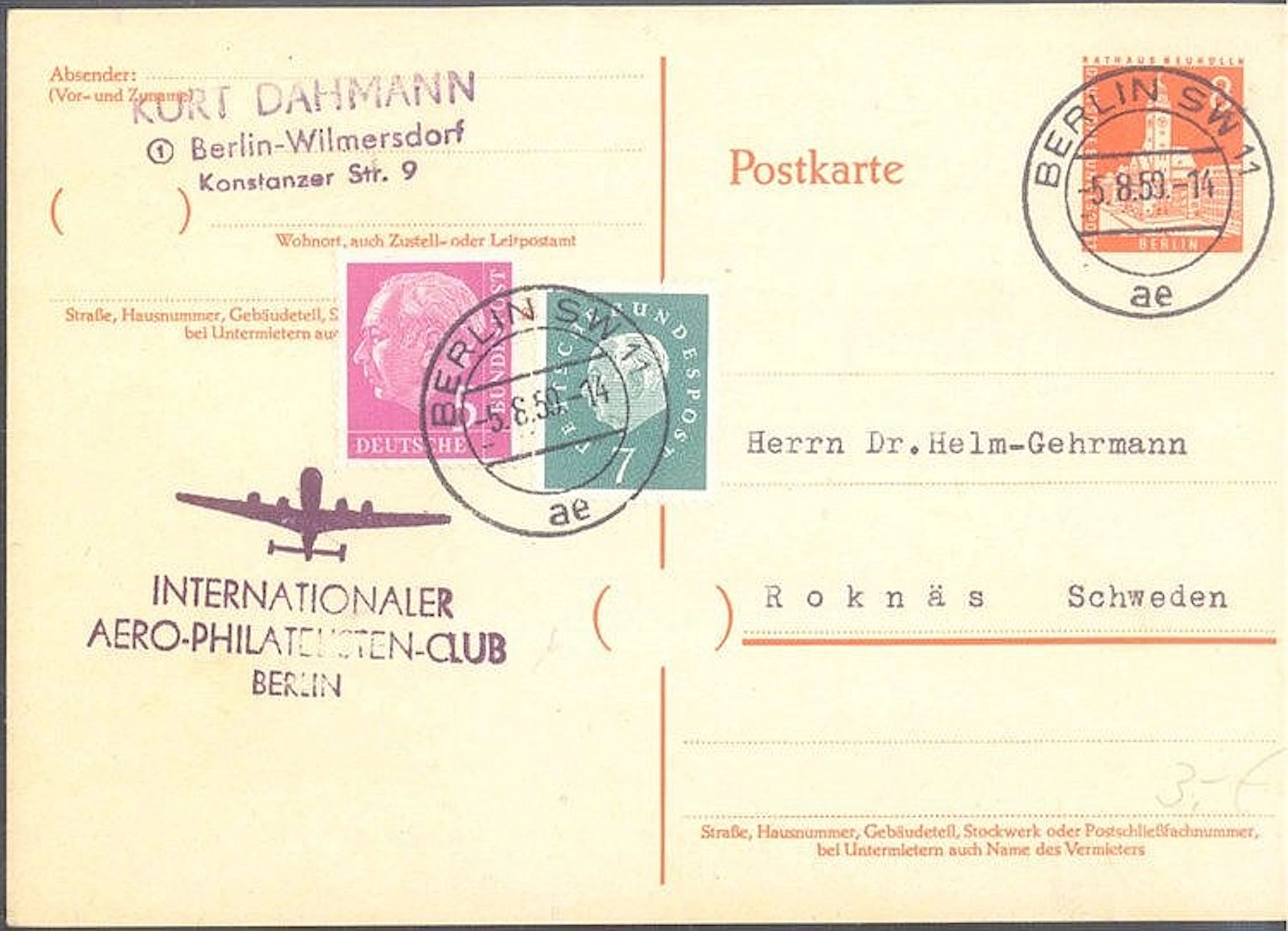 AEROPHILATELIE KURT DAHMANN Träger des SIEGERPREISES 1969