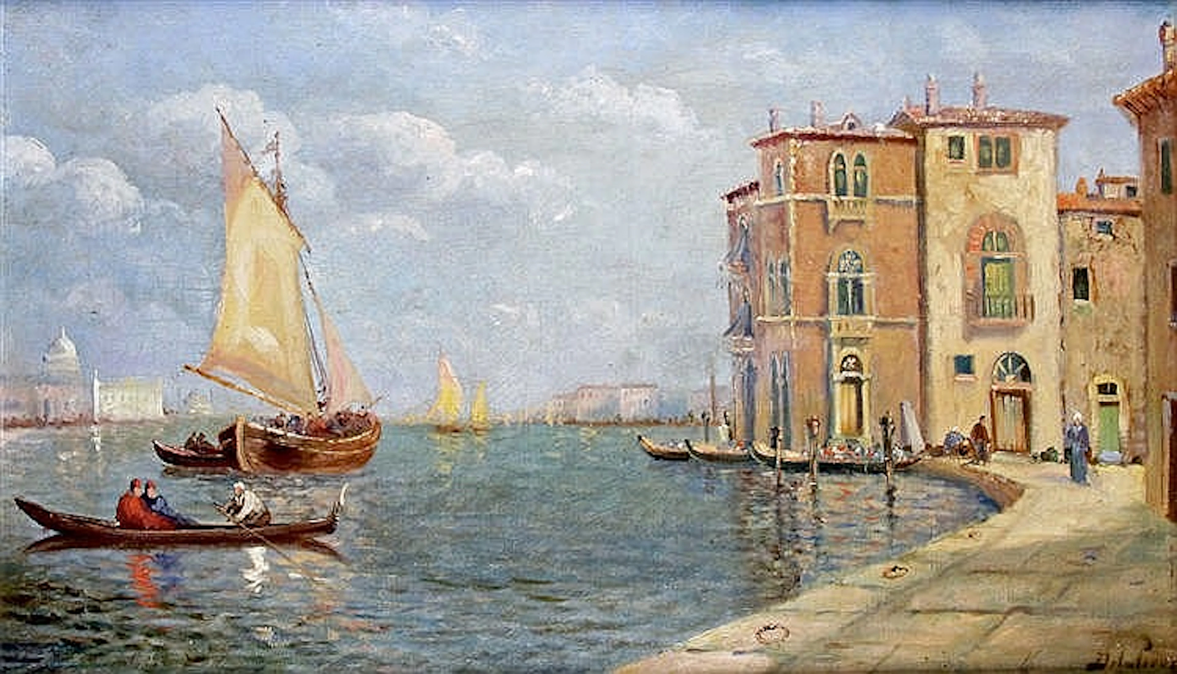 ÉCOLE VÉNITIENNE, début du XXe siècle VUE DE VENISE Huile sur toile si