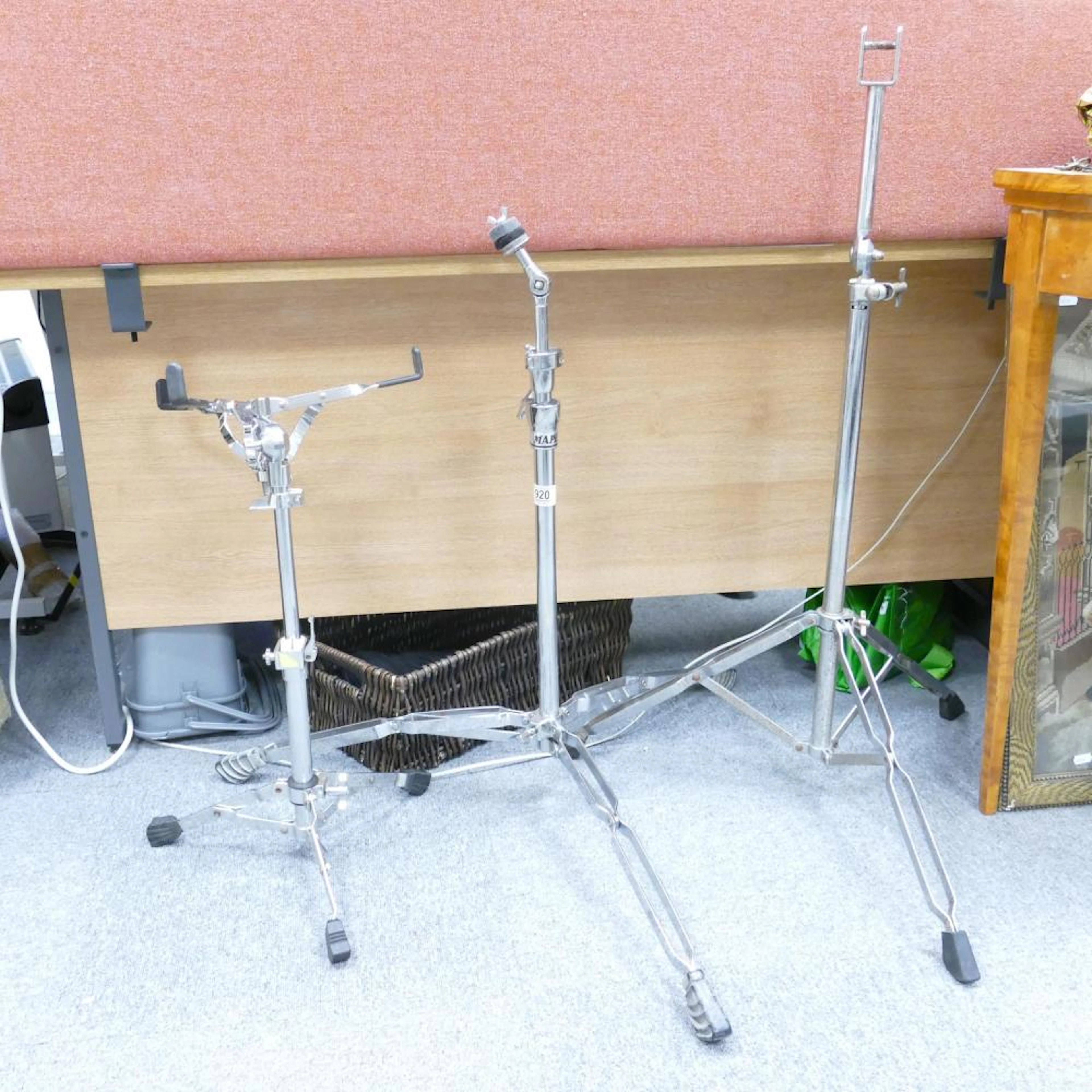 A collection of Mapex and similar vintage drum and cymbal stands (3)