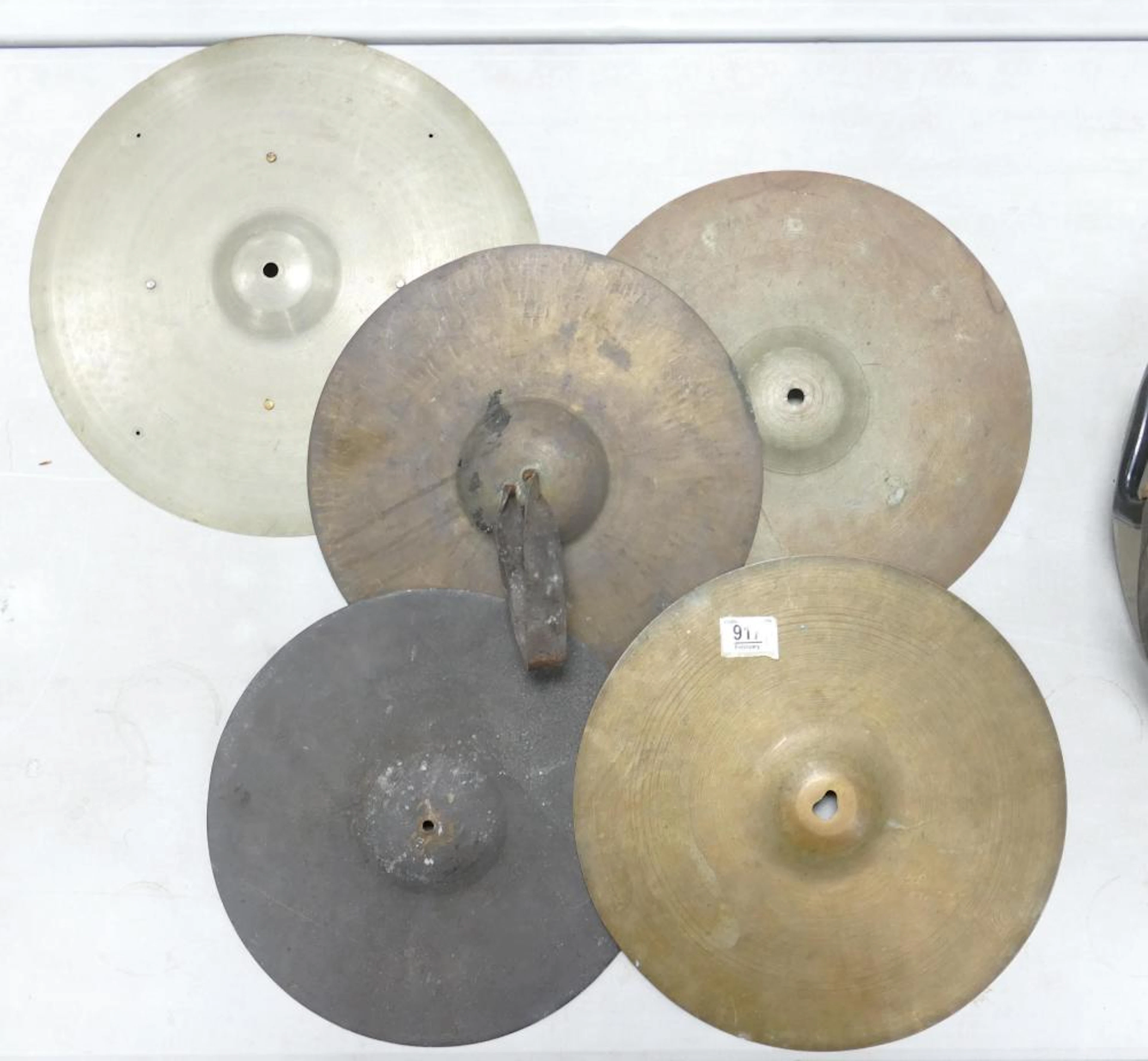 A collection of vintage cymbals including Zildgian
