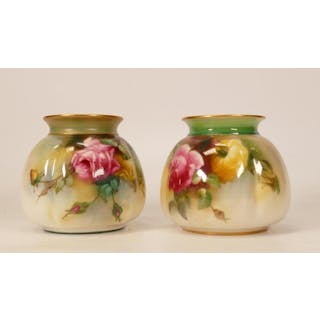 Two Royal Worcester vases decorated with roses