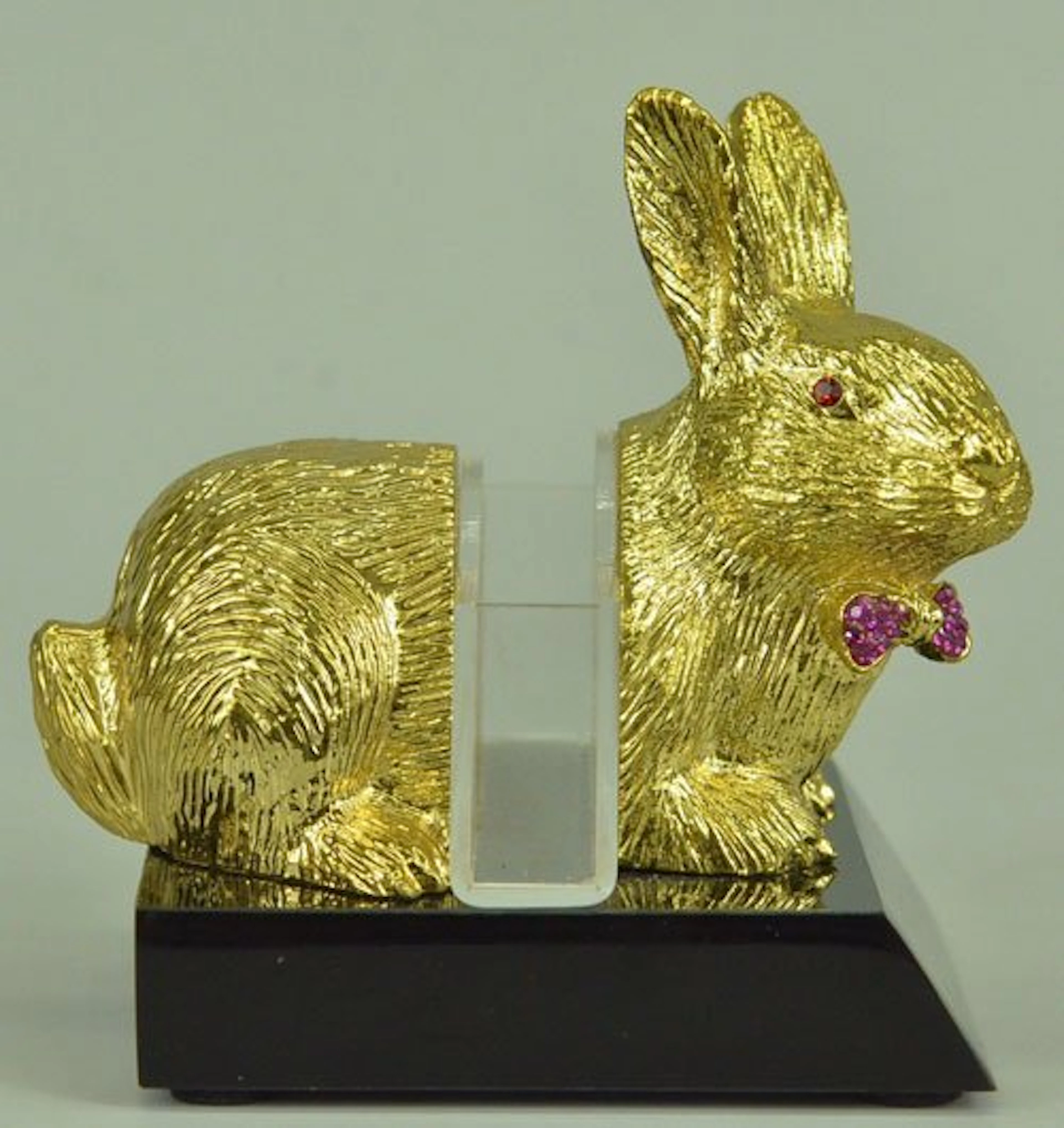 24K Gold Plated Easter Bunny Card Holder Figurine