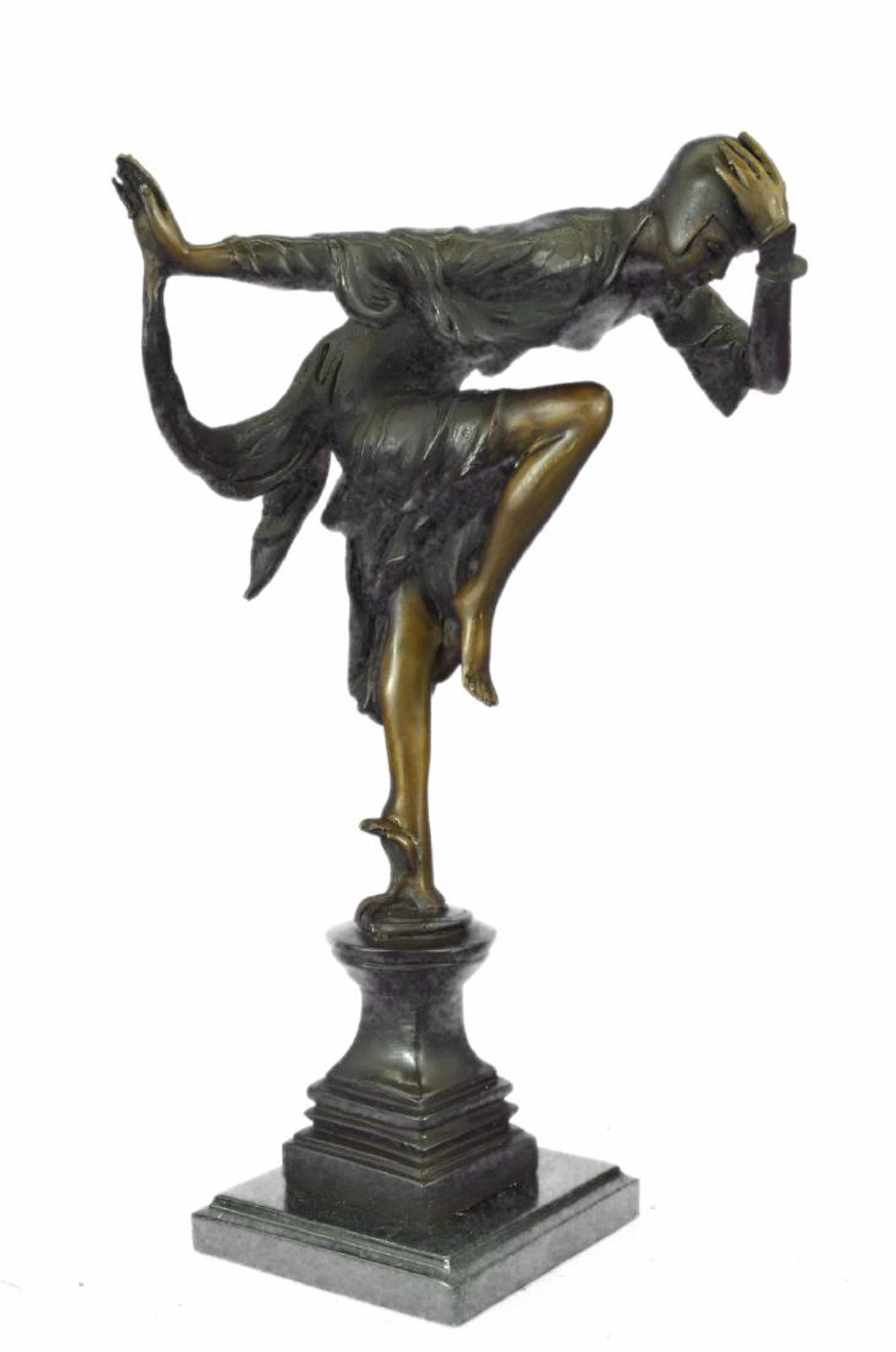 Juliet Striking Pose Dancer Bronze Sculpture on Marble
