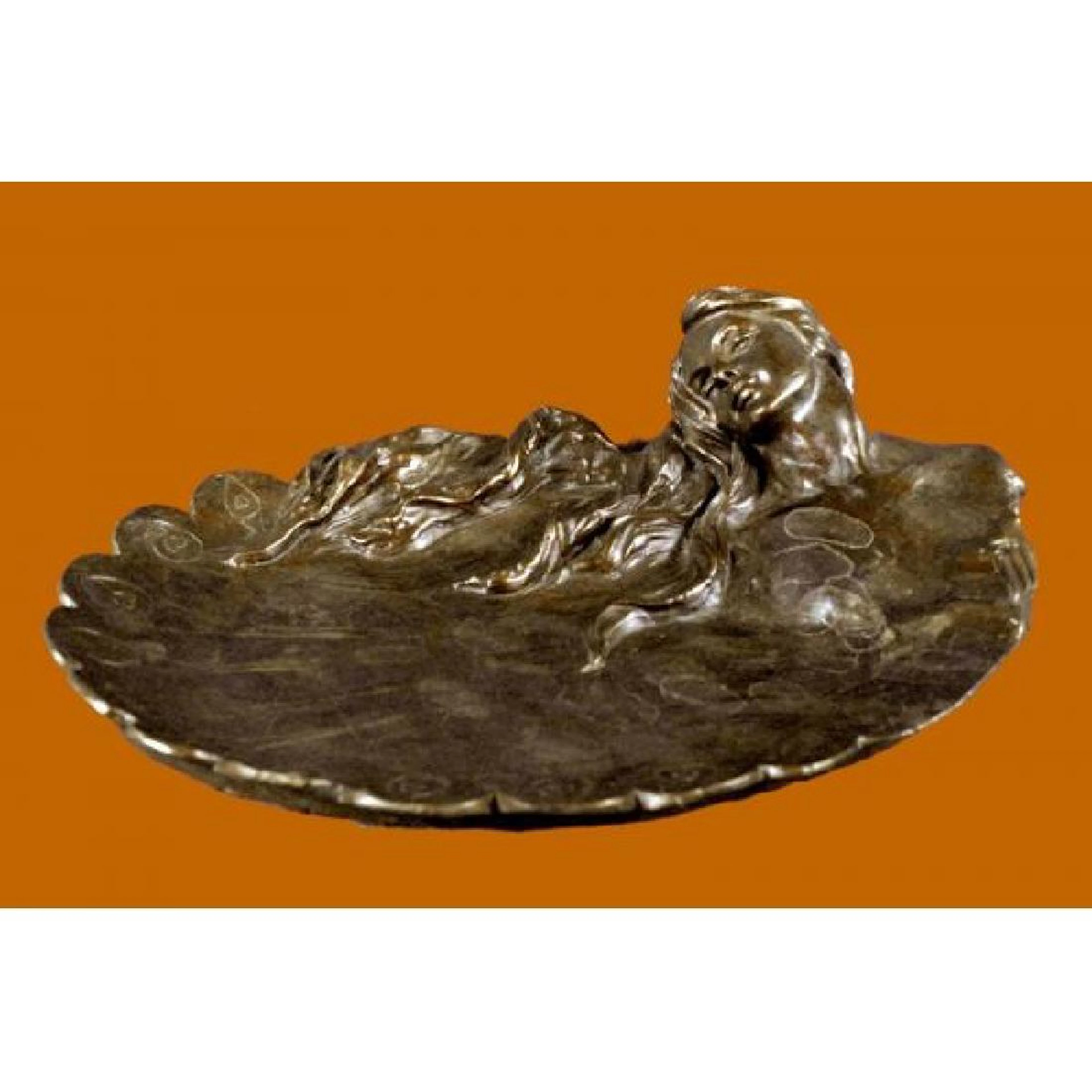 MERMAIDS Statue Jewelry Tray Bronze UNIQUE ART DECO