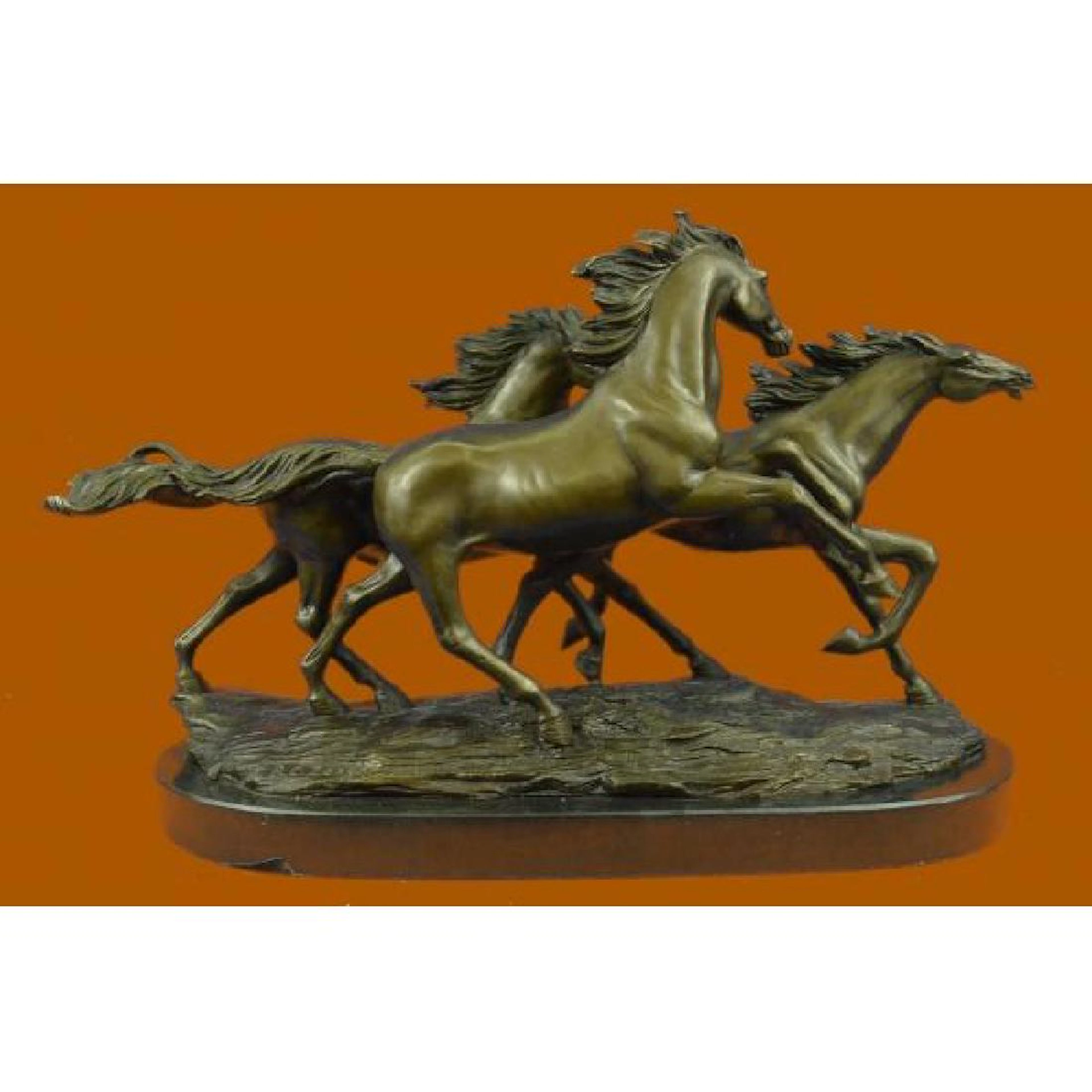 Wild Horse Galloping Mustang Ranch Bronze Figurine