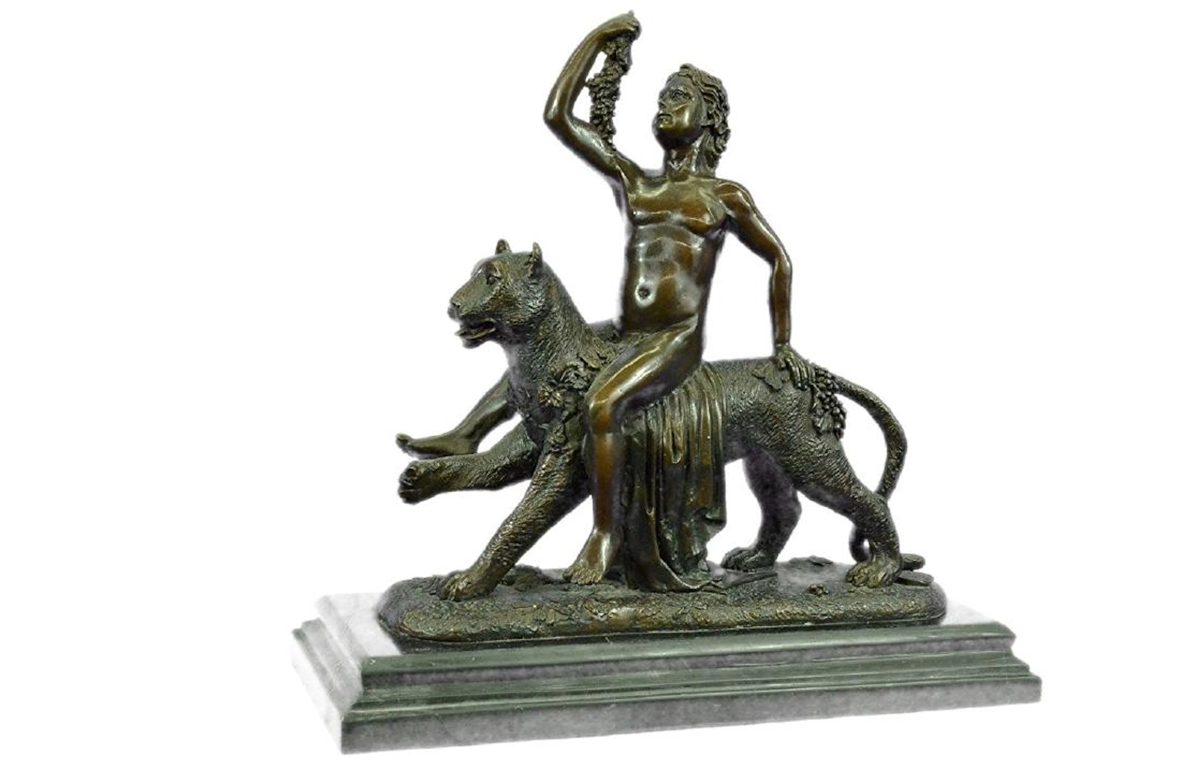 Wild Child Riding a Panther Bronze Sculpture