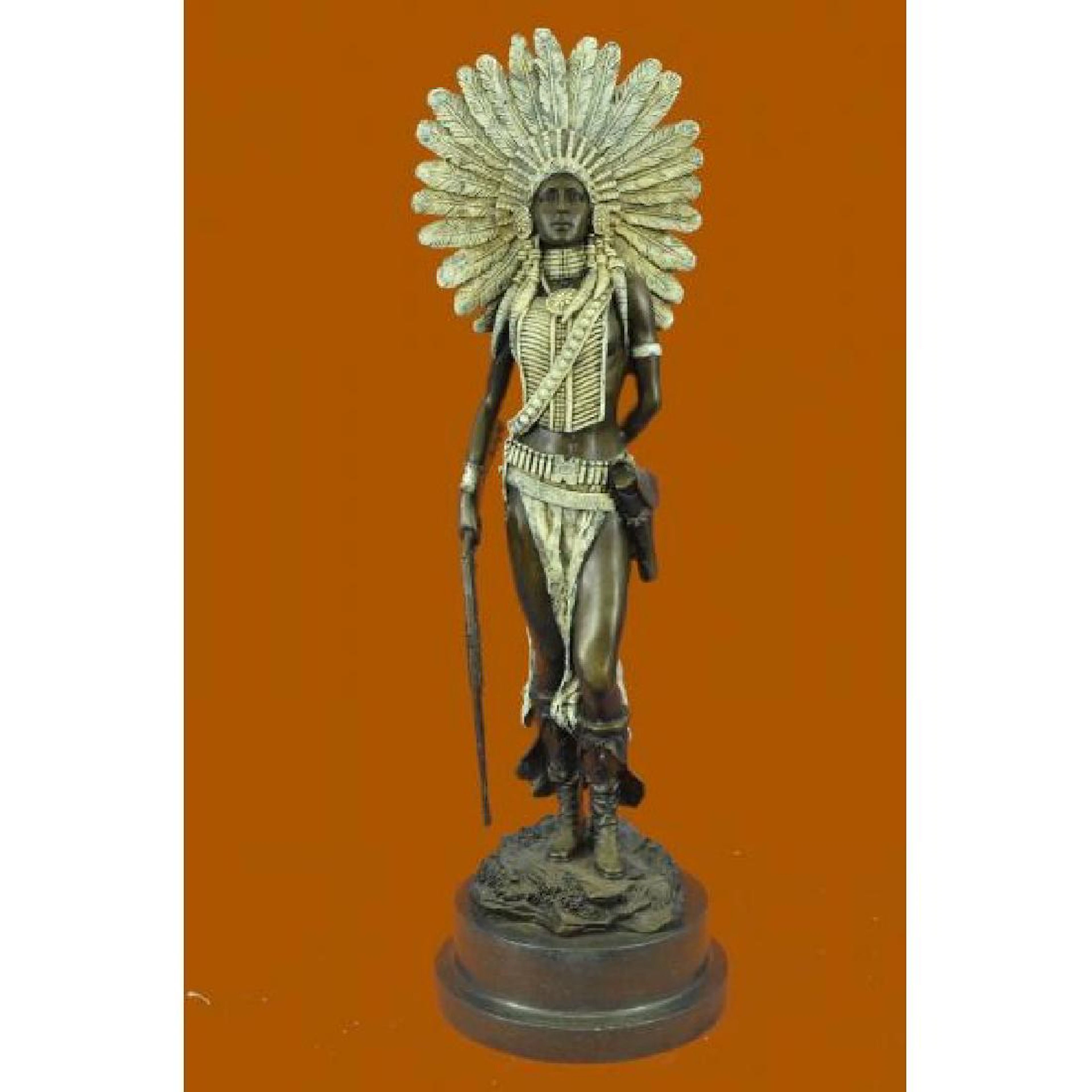 Native American Indian Warrior Bronze Statue