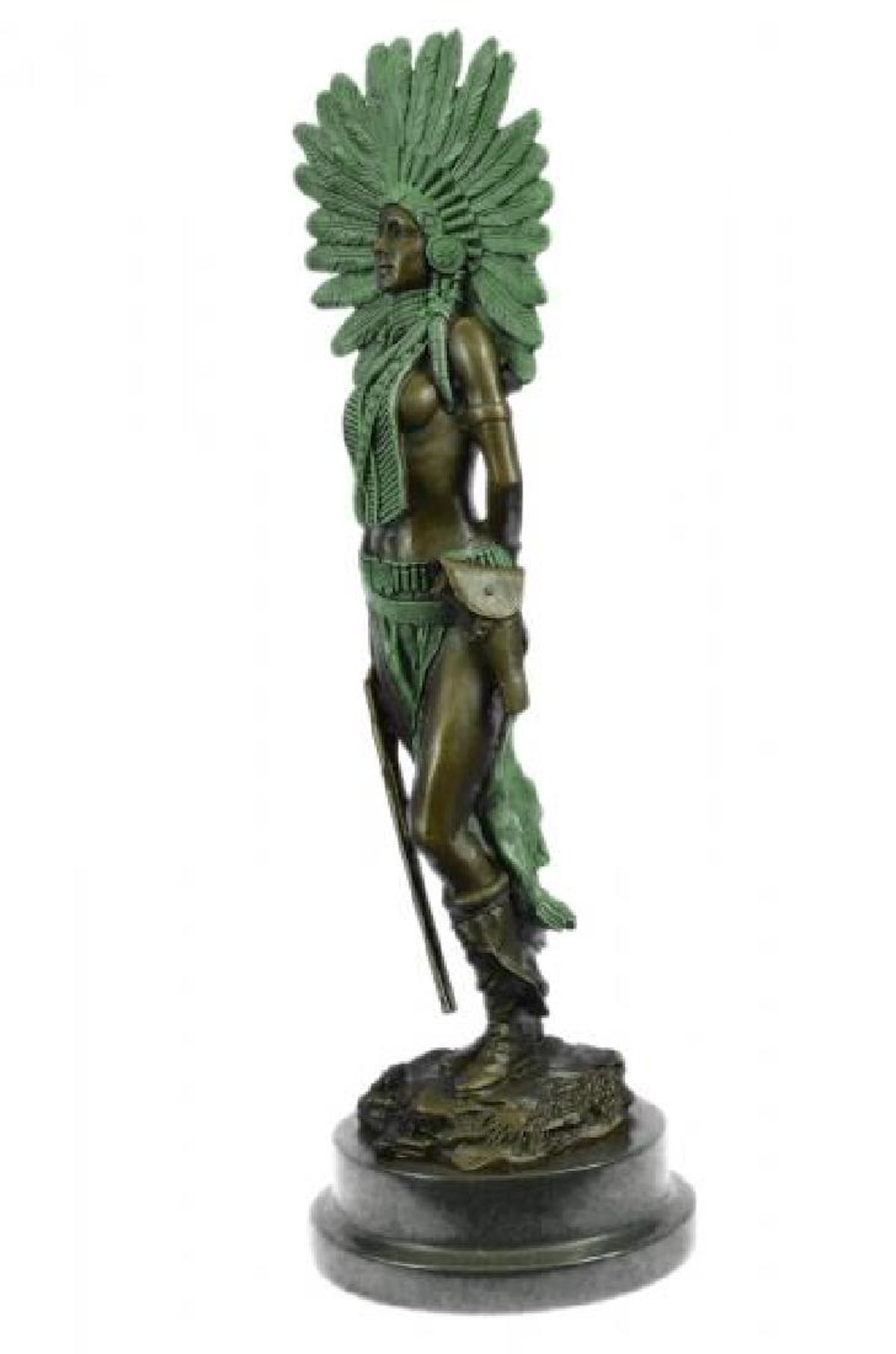 Indian Native American Warrior Bronze Statue