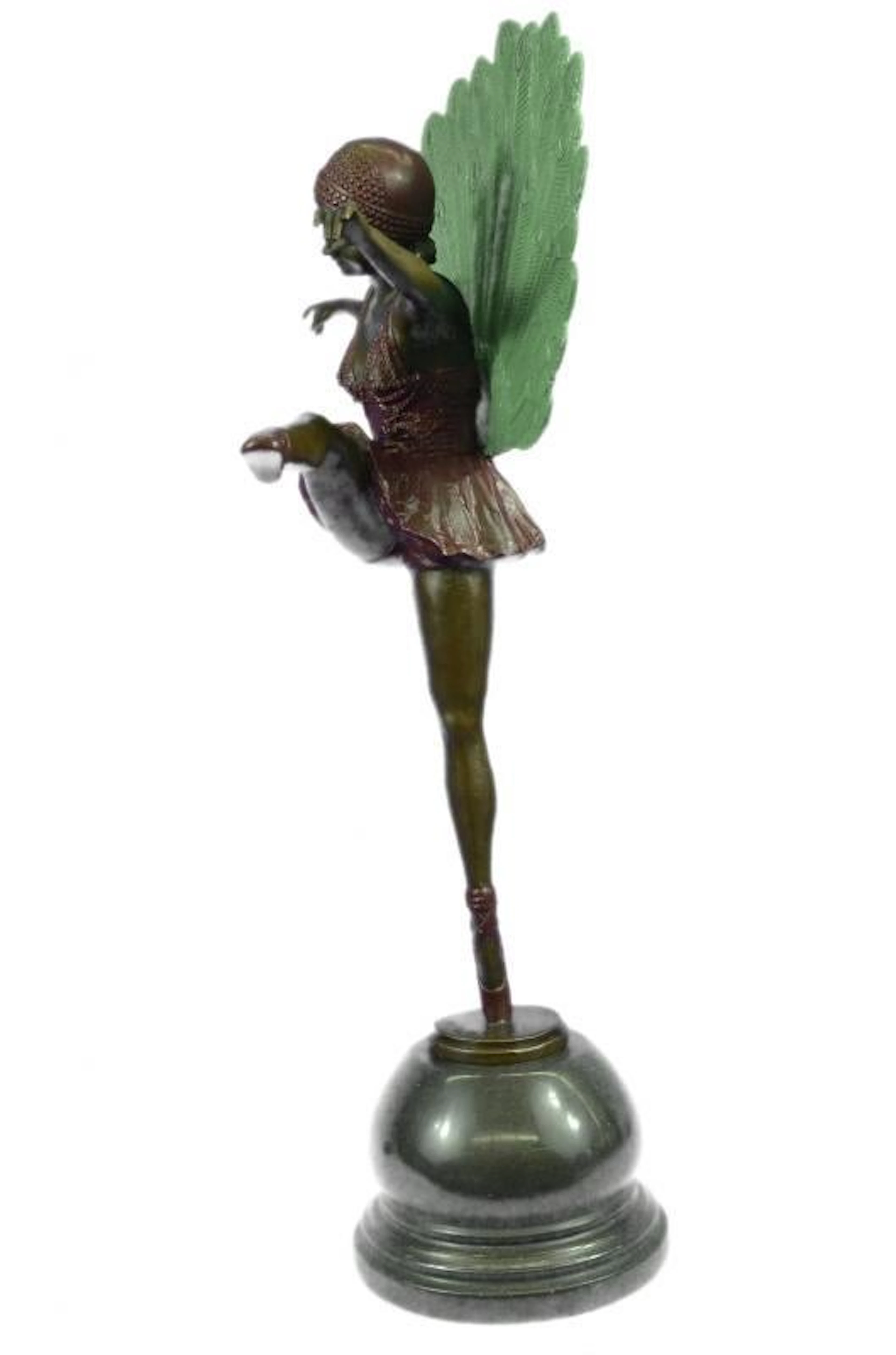 ude Belle and Peacock Bronze Sculpture