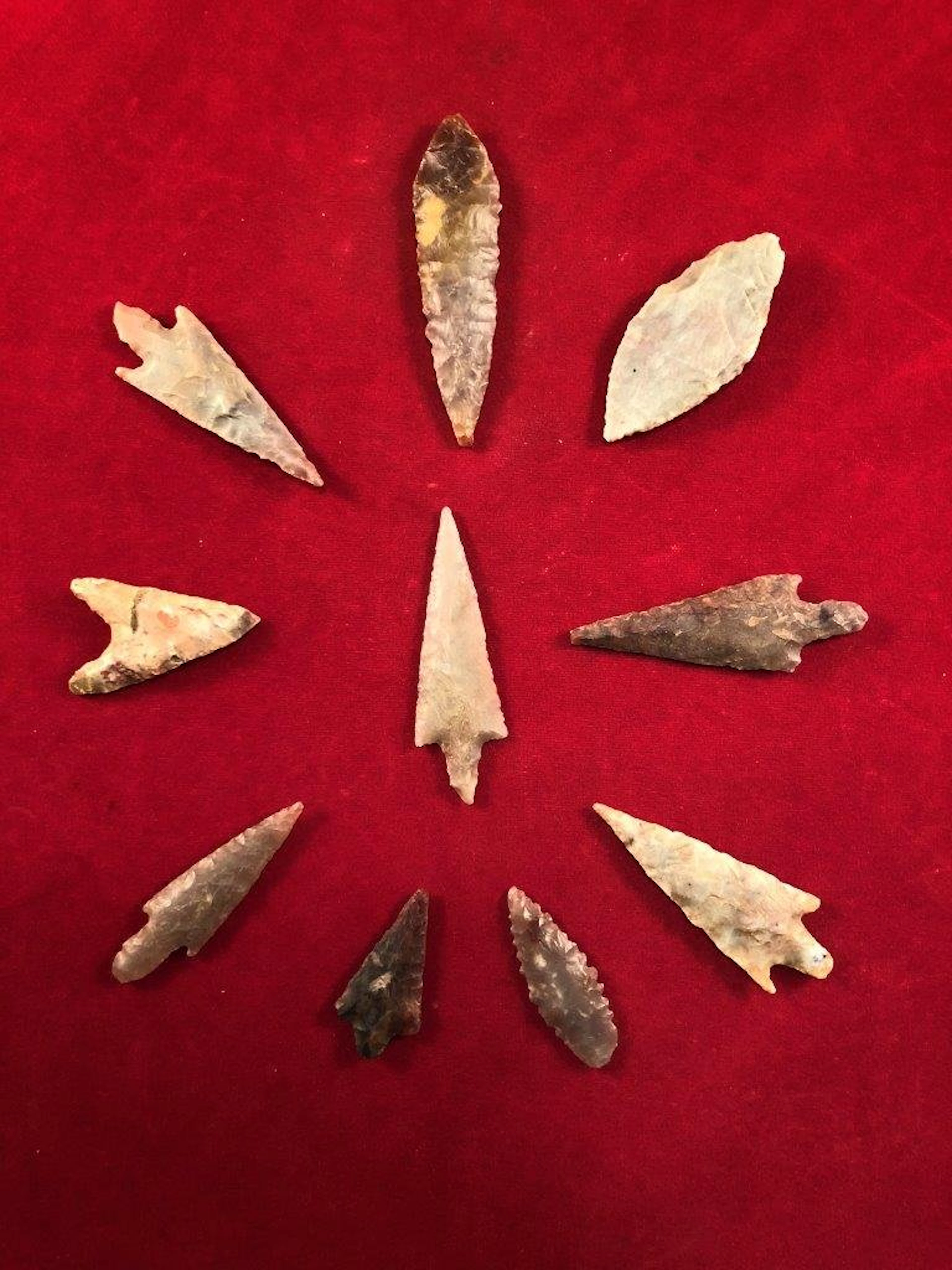 10 neolithic points indian artifact arrowhead