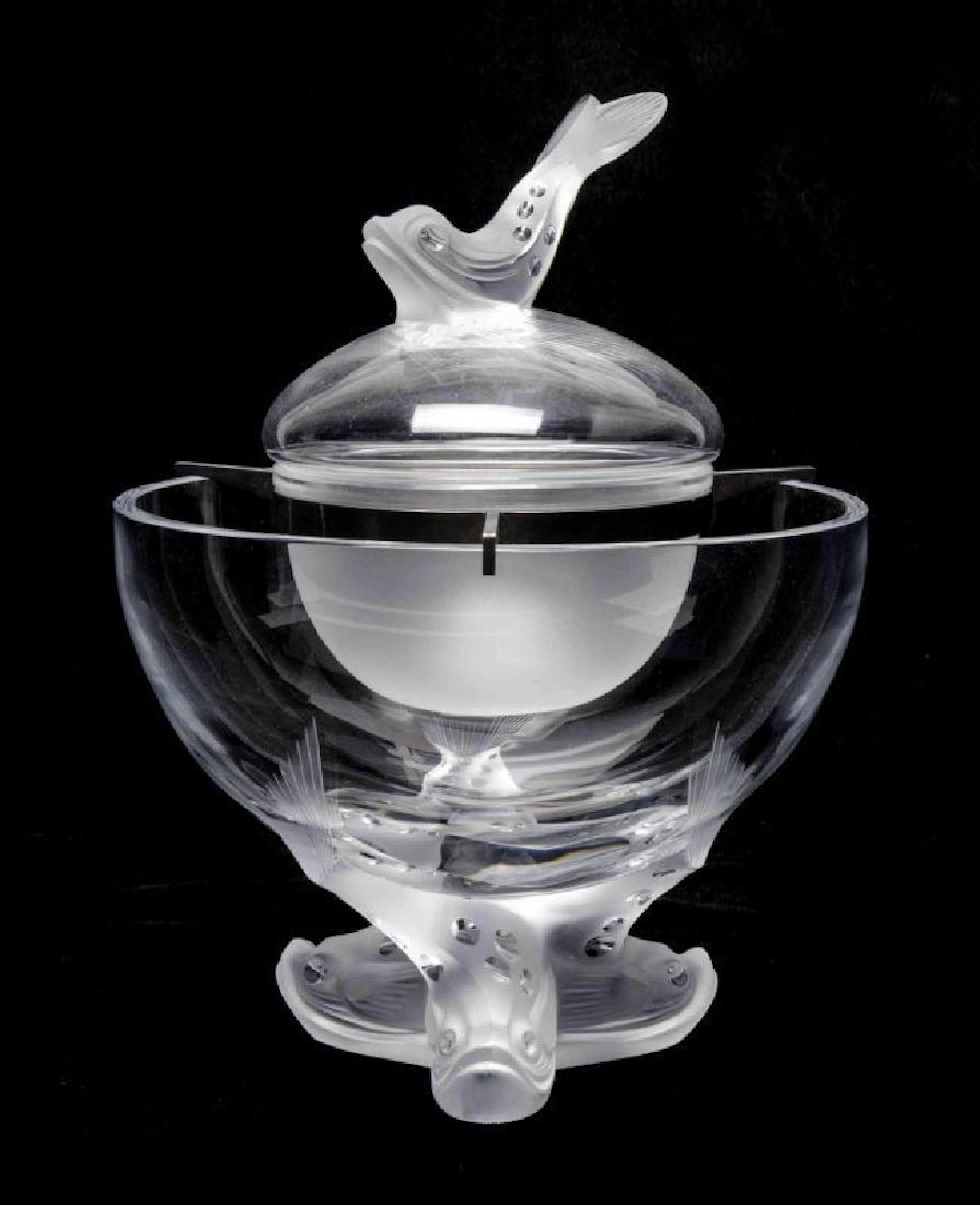 Lalique "igor" caviar crystal bowl