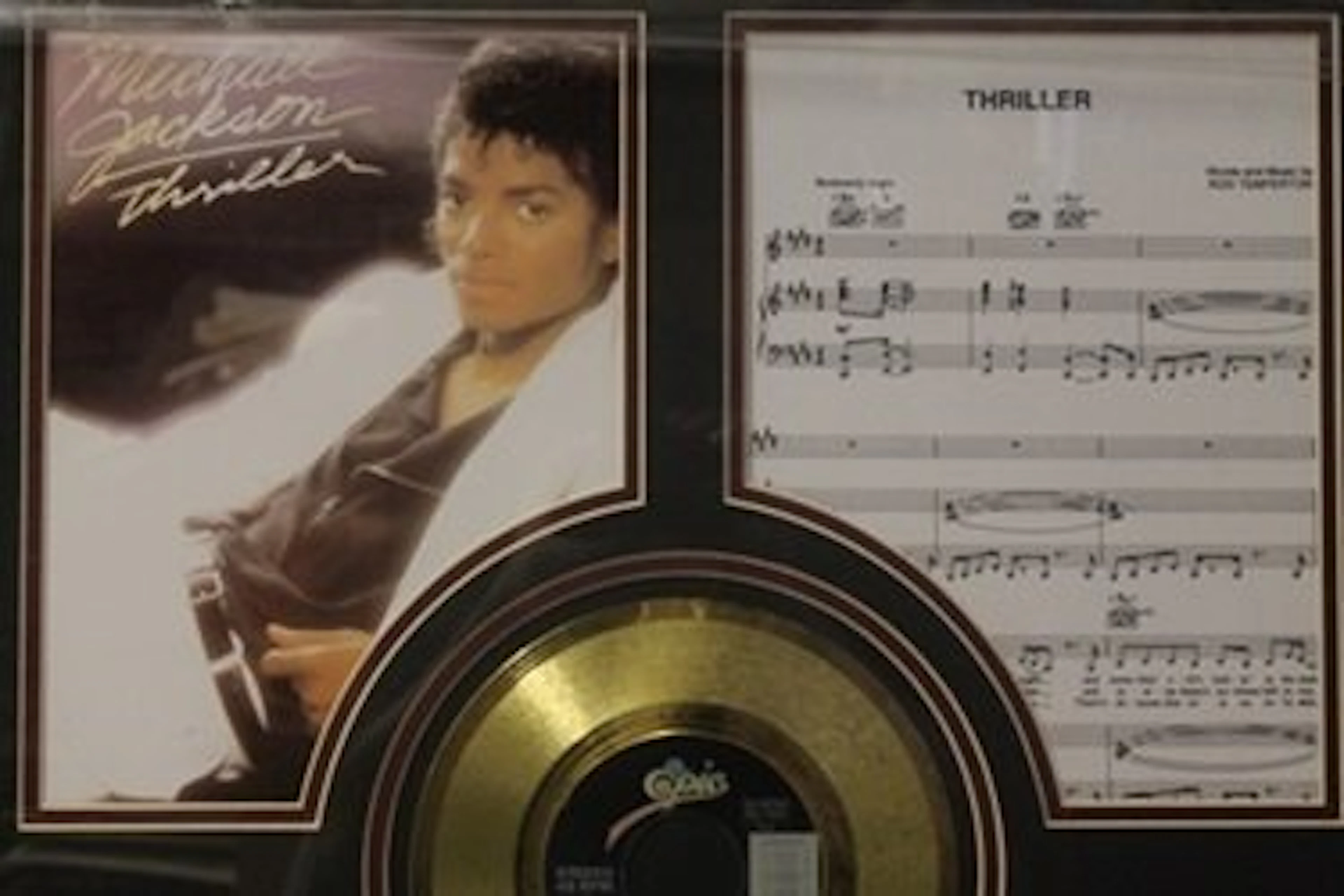 Custom Framed Michael Jackson Memorabilia W/ Gold Plt.