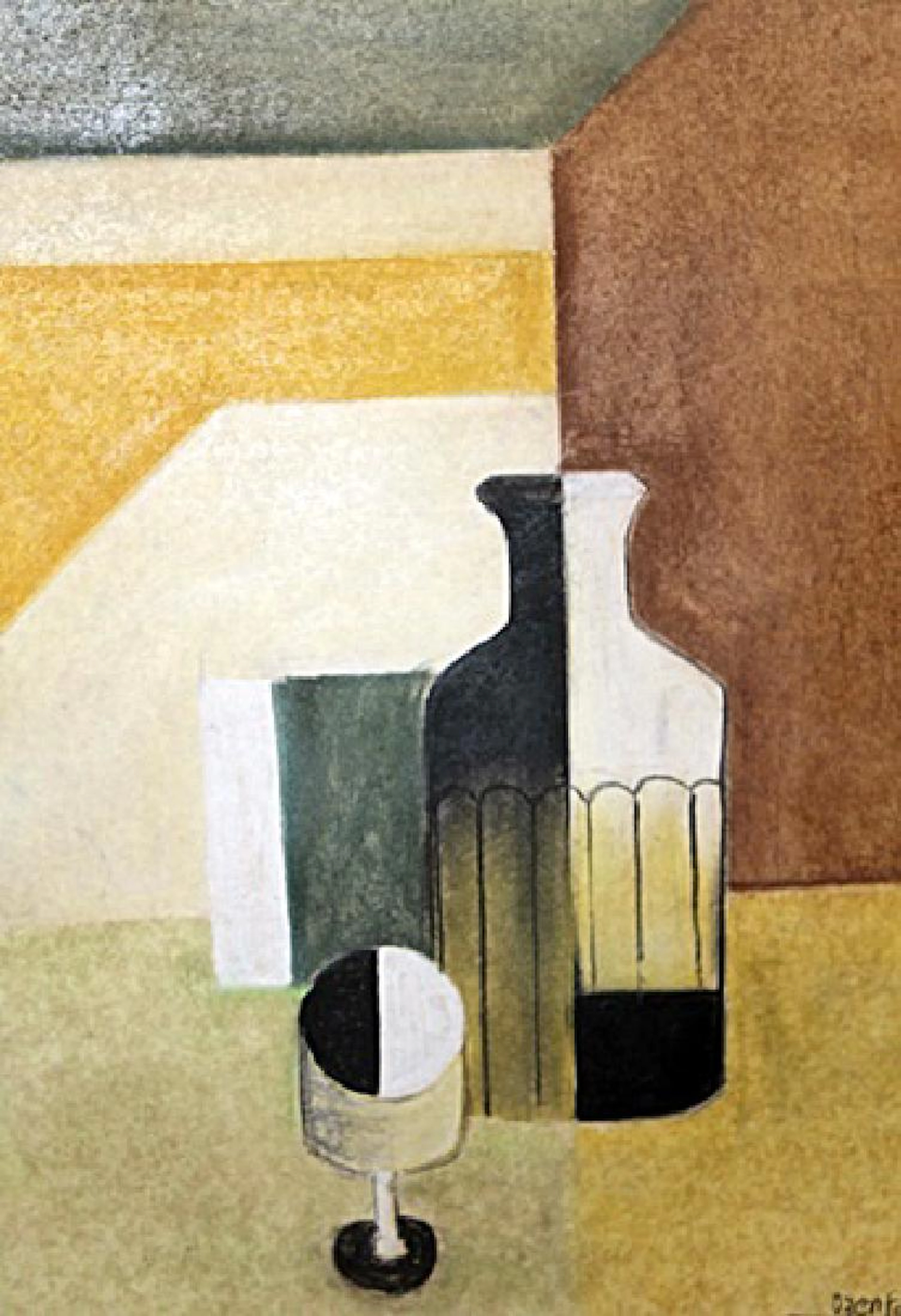 Bottle With Cup - Amedee Ozenfant - Pastel on paper