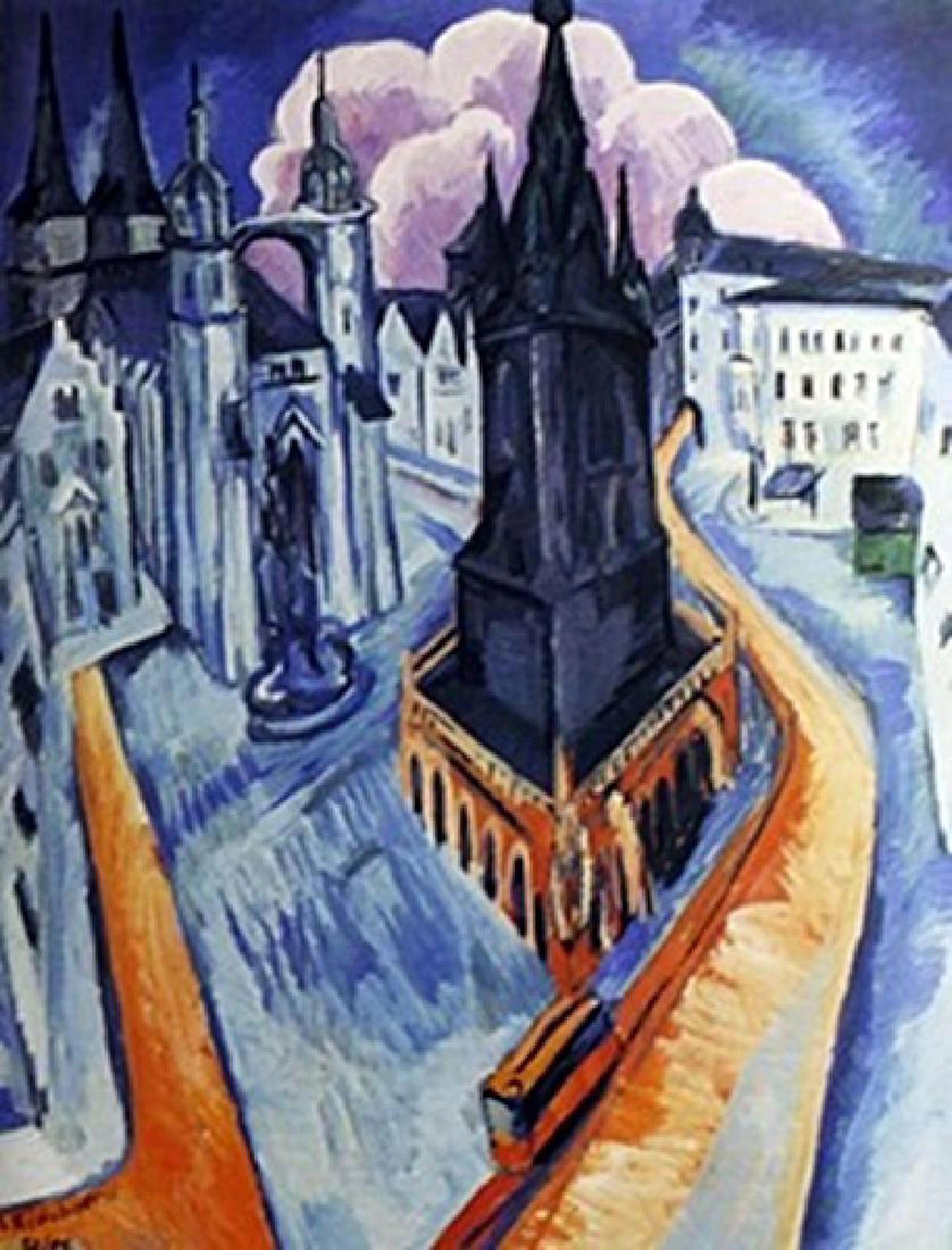The Red Tower in Halle, 1915 - Ernst Ludwig Kirchner