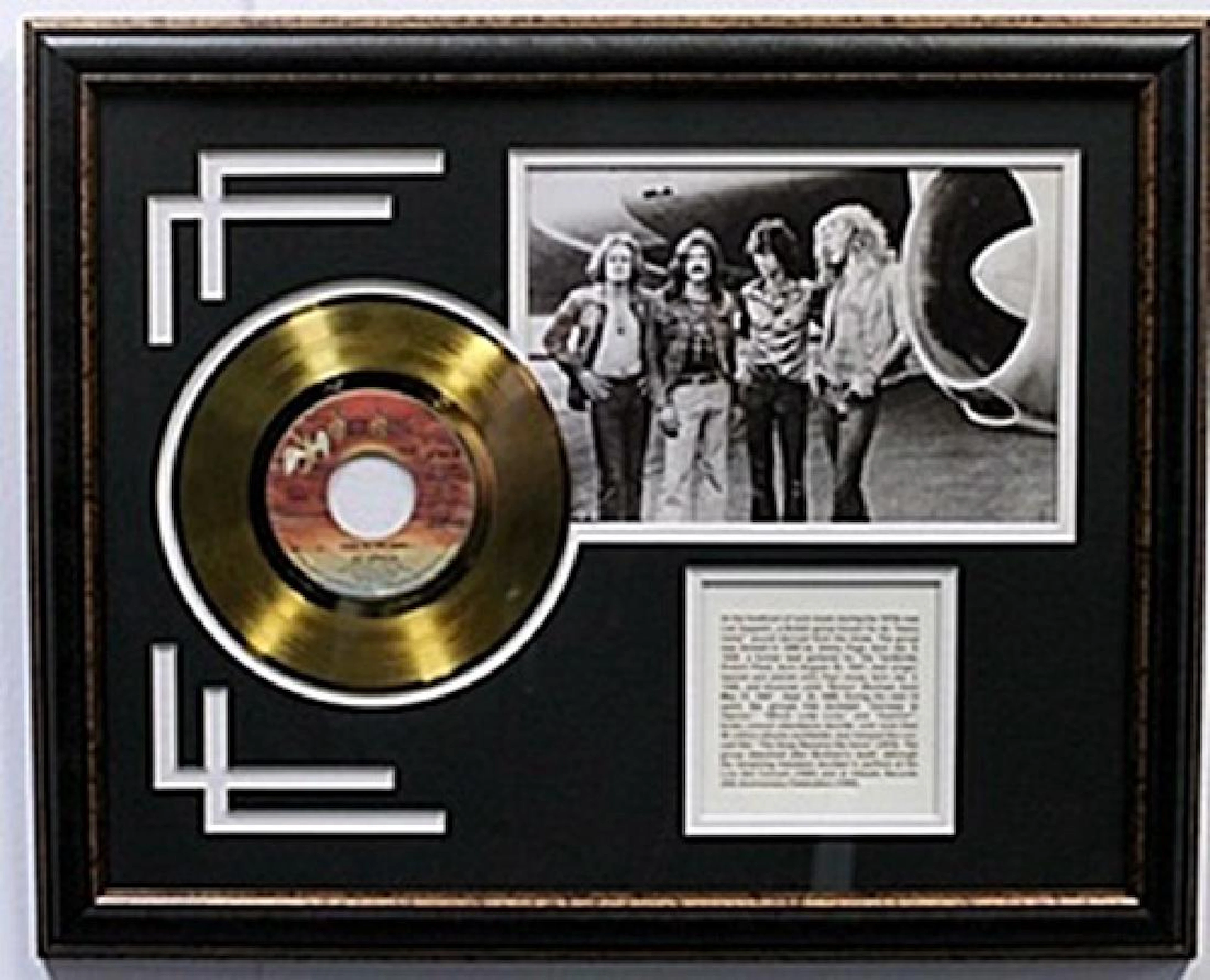 "Fool in The Rain" Led Zeppelin Gold Record with