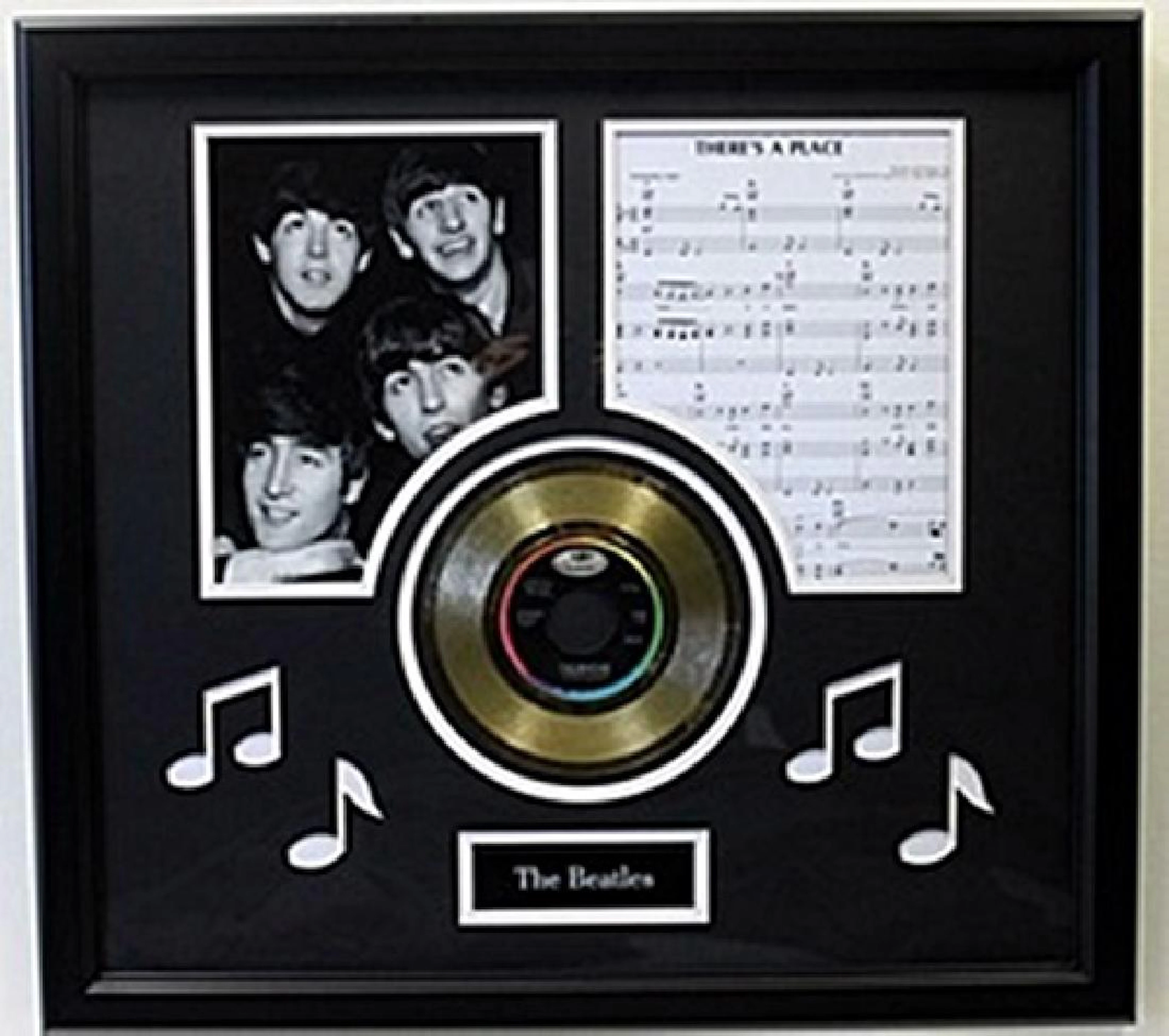 "There's A Place" Beatles Music Sheet & Gold Record