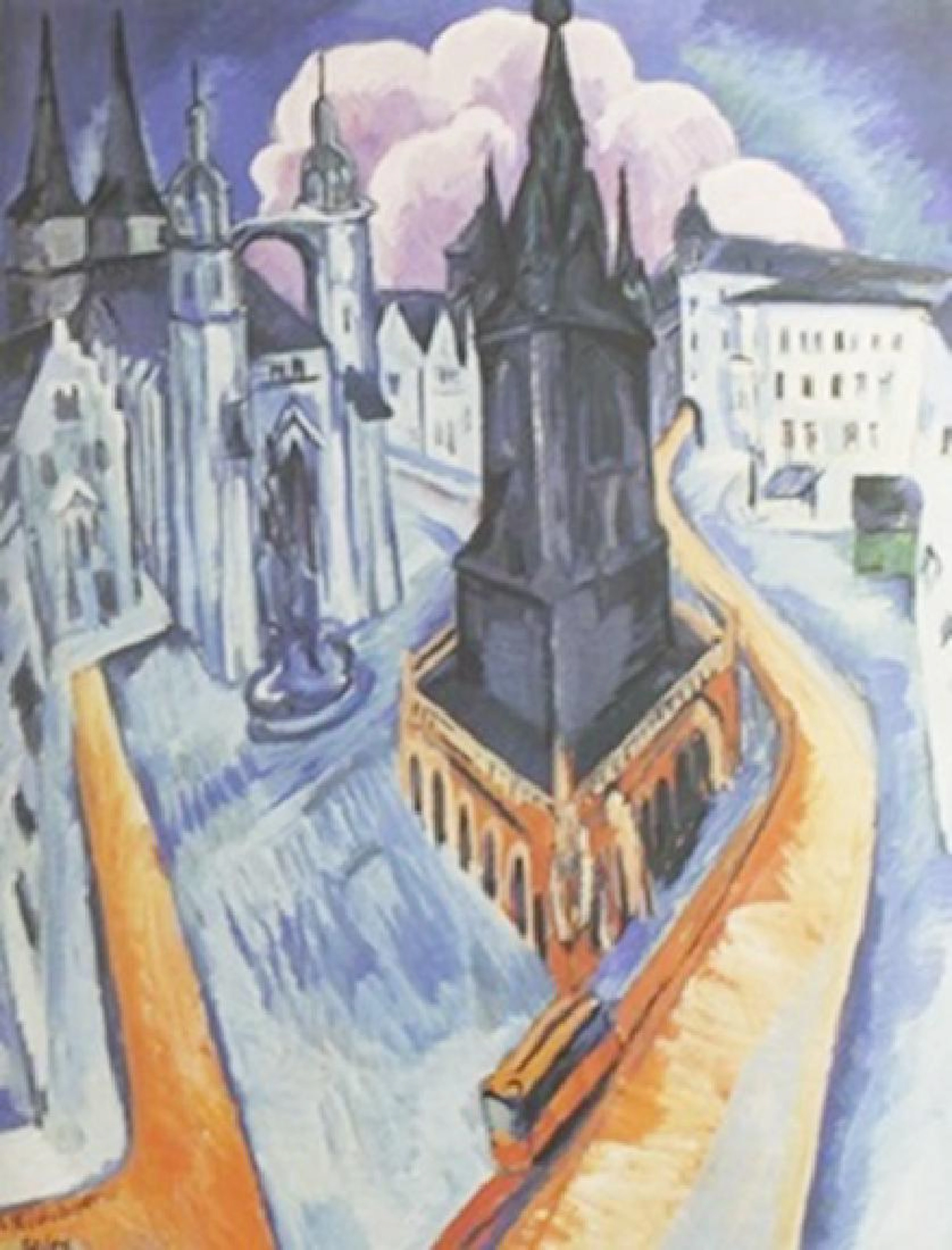 The Red Tower in Halle, 1915 - Ernst Ludwig Kirchner