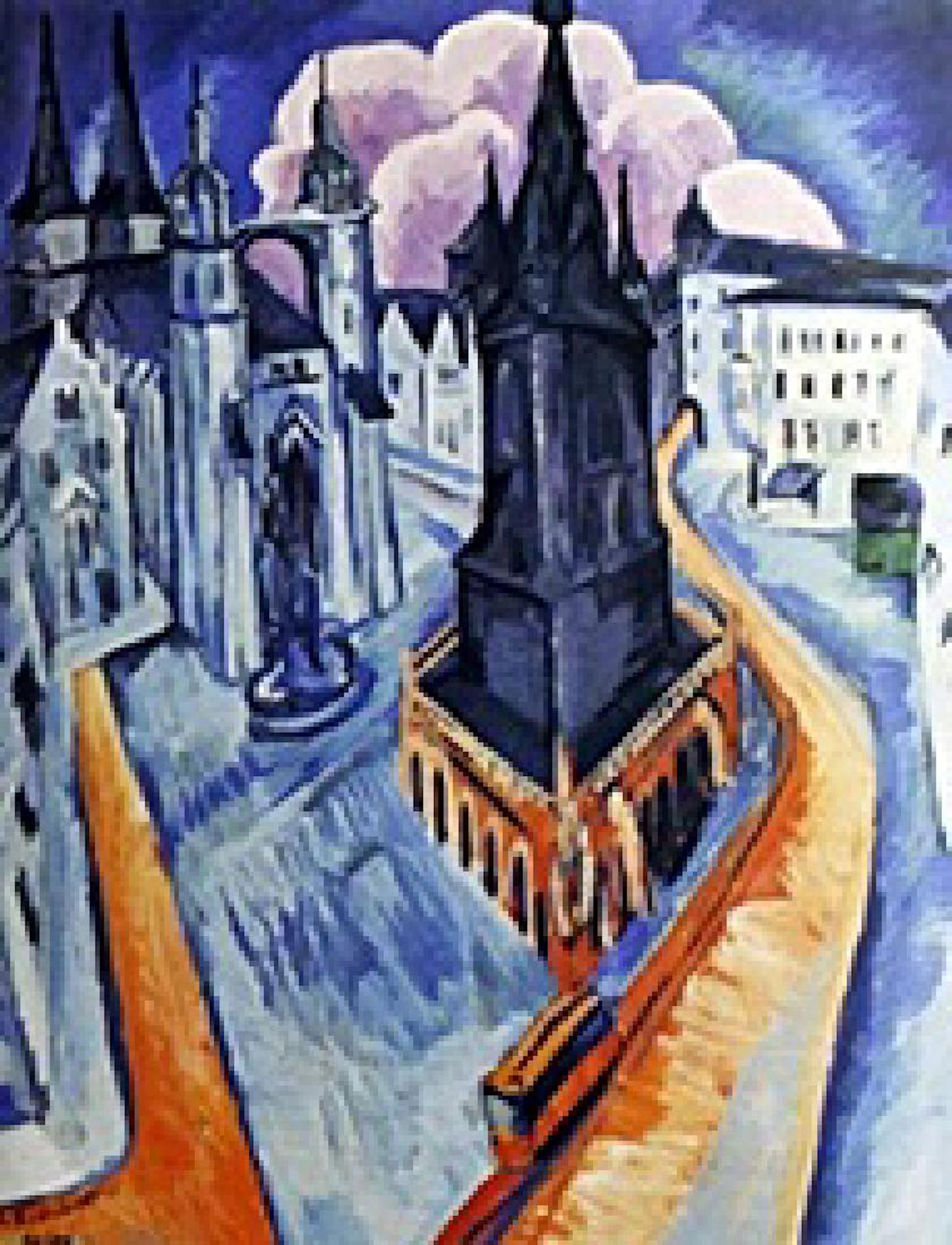 The Red Tower in Halle, 1915 - Ernst Ludwig Kirchner