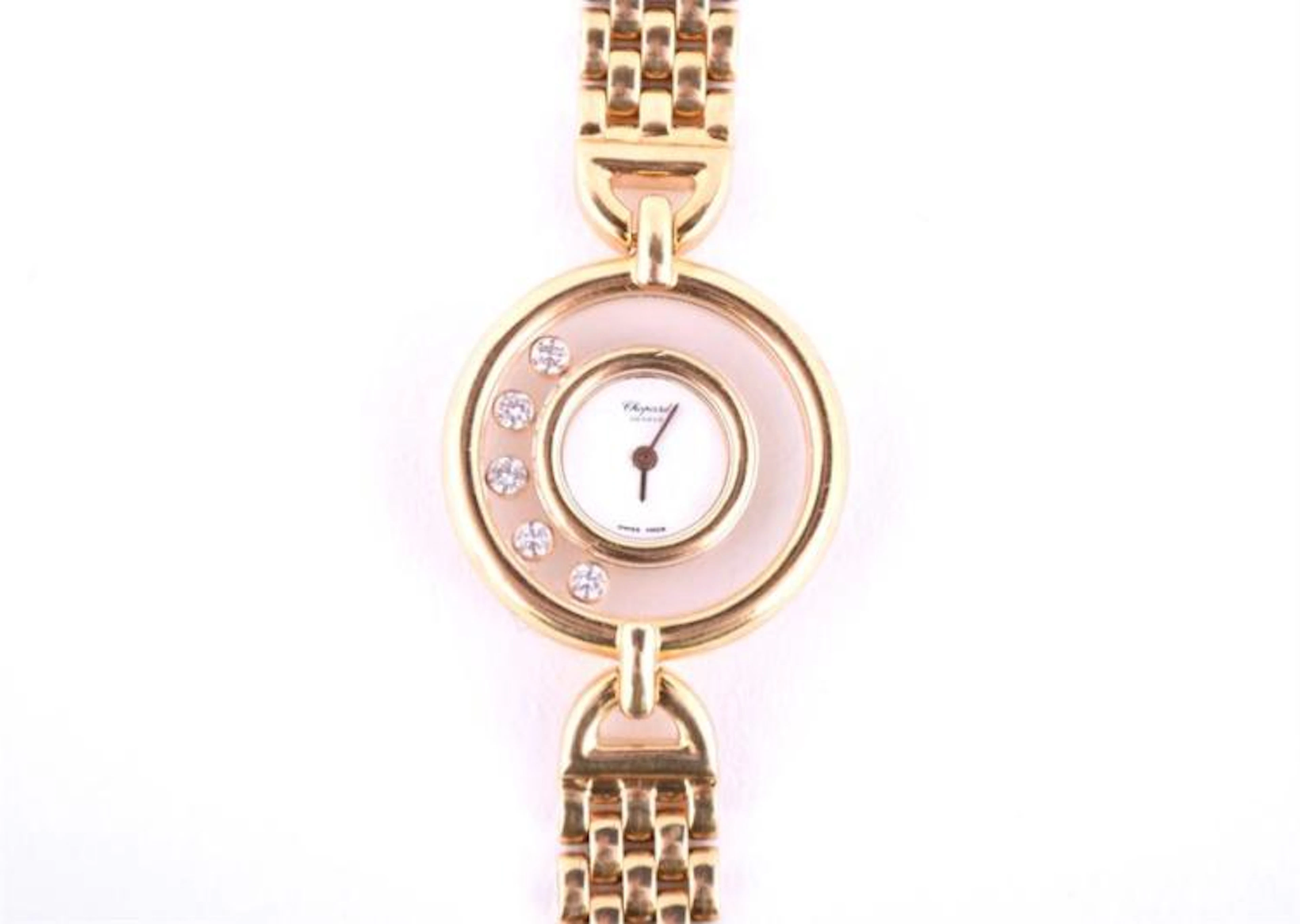 A Chopard 18ct gold lady's 'Happy Diamond' wrist watch ...