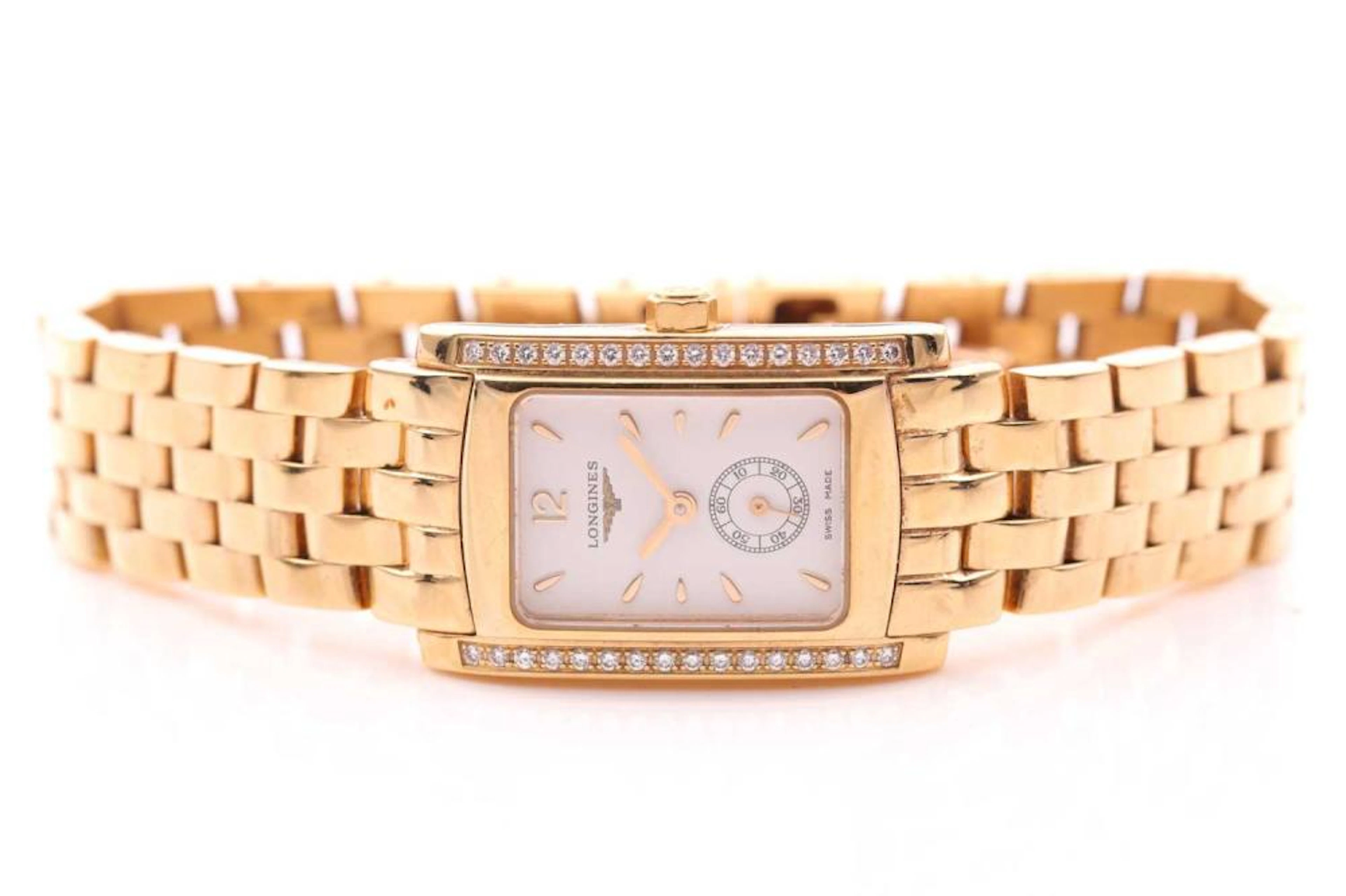 A ladies 18ct yellow gold and diamond Longines DolceVita wrist watch