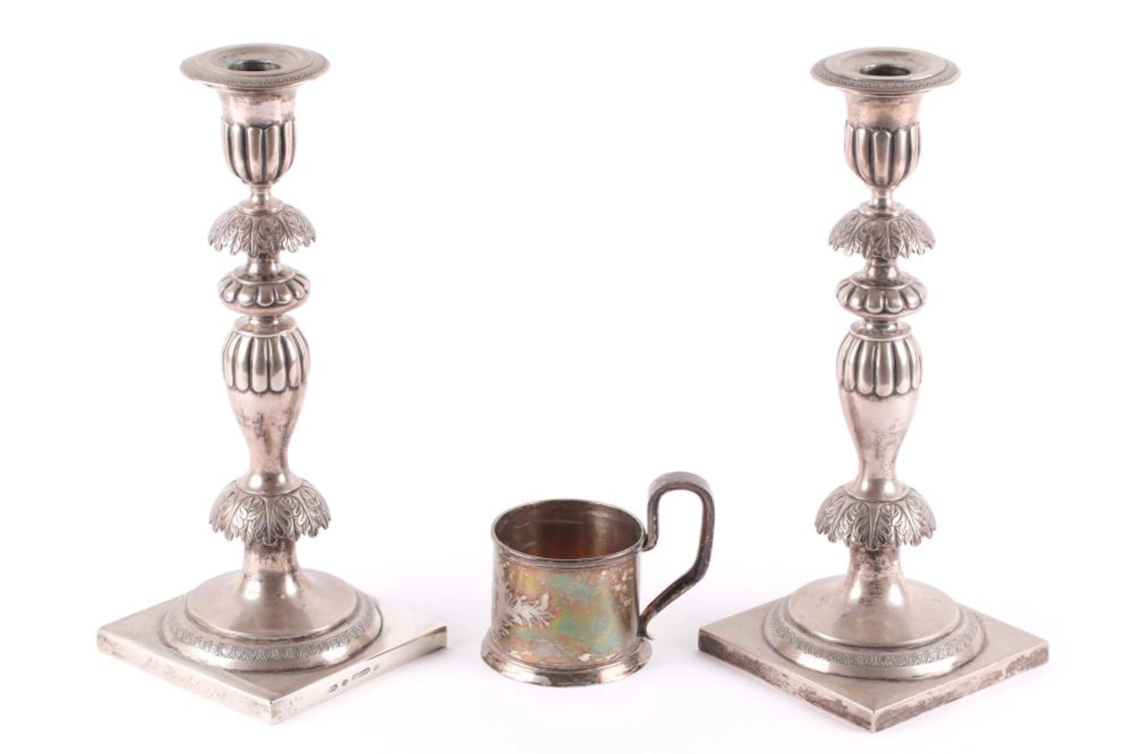 A pair of late 19th century Polish(?) white metal table...