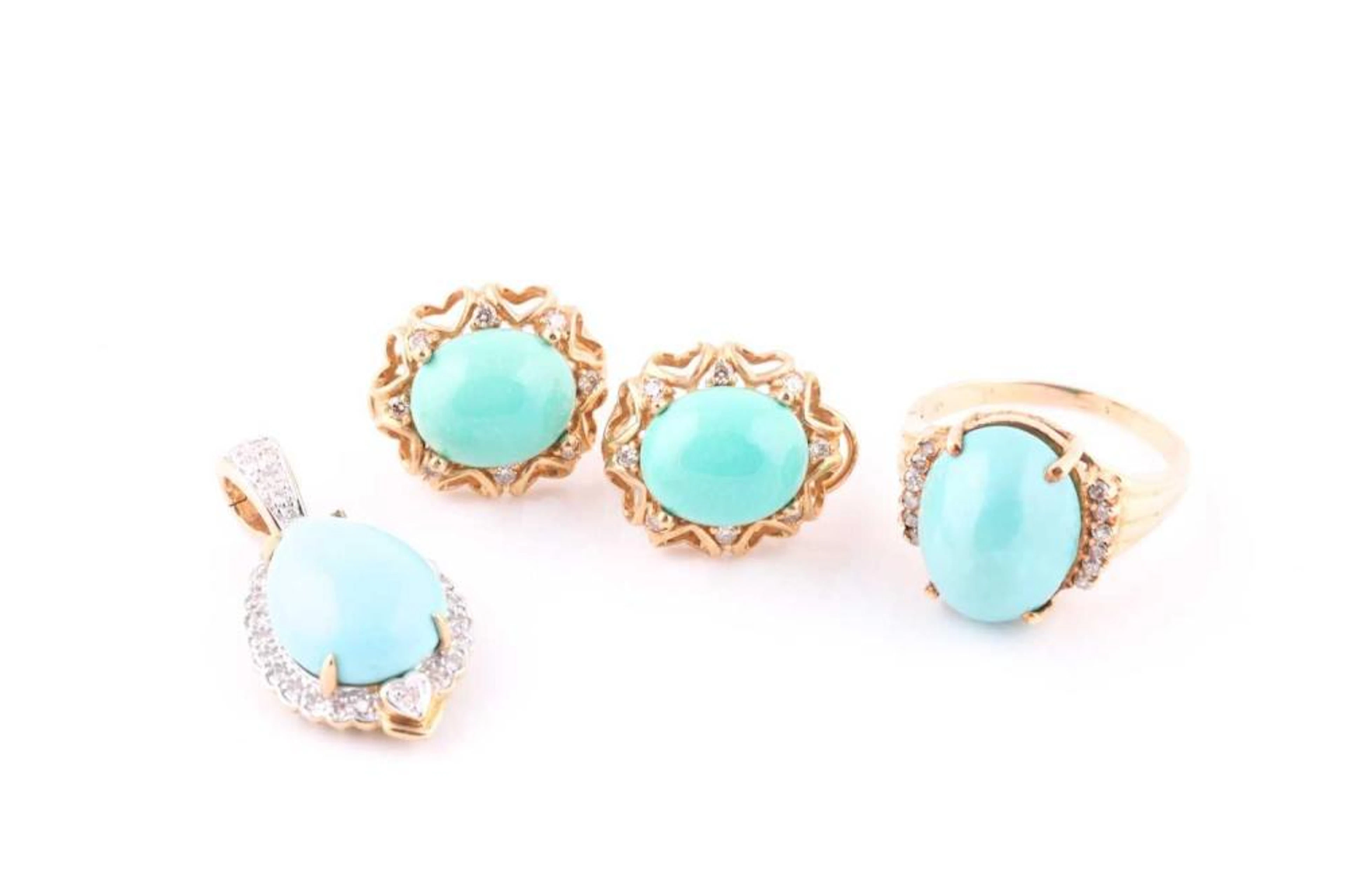 A pair of turquoise cabochon earrings