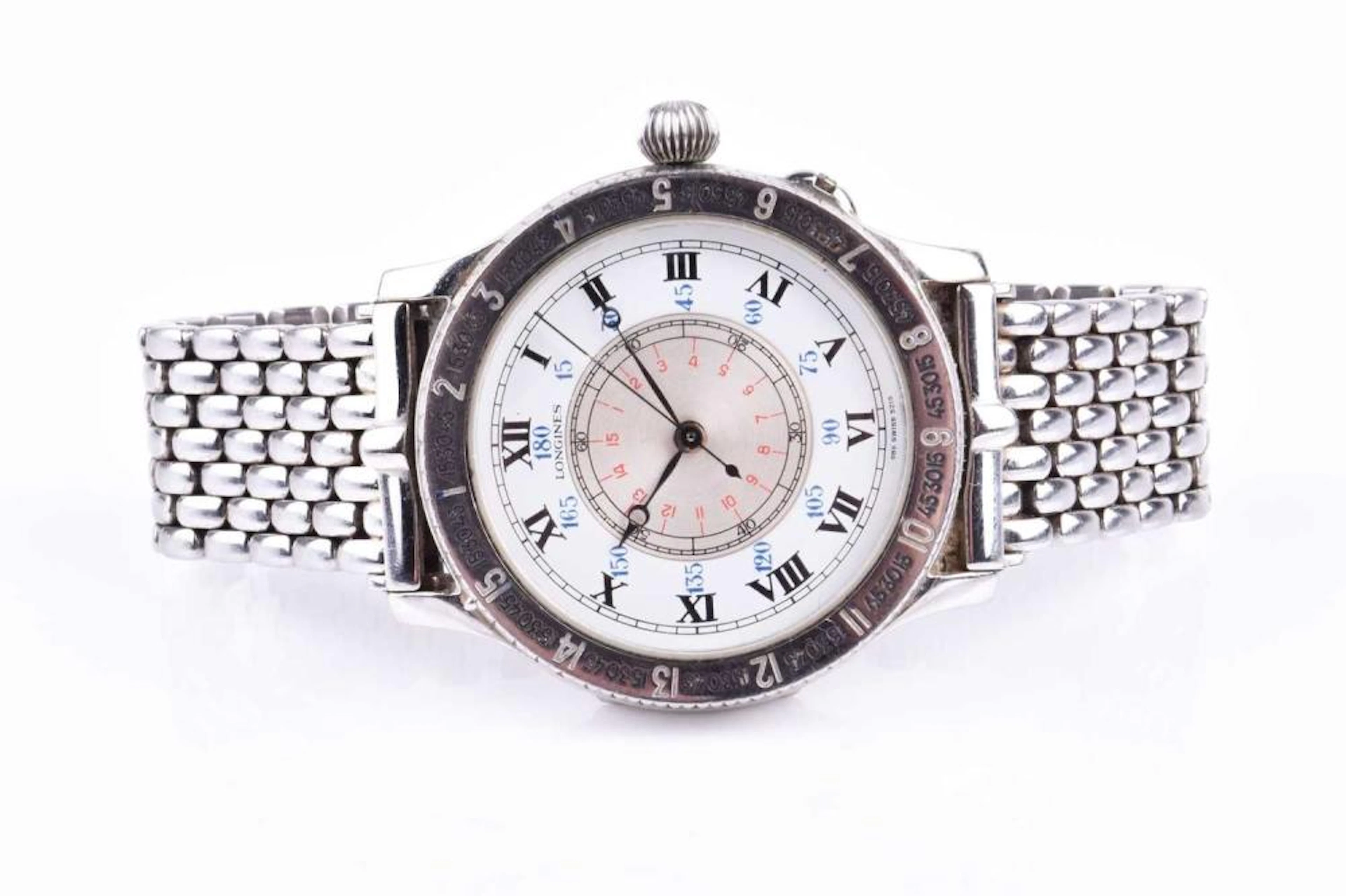 A Longines 'Lindbergh Hour Angle' automatic wristwatch, with silvered chapt