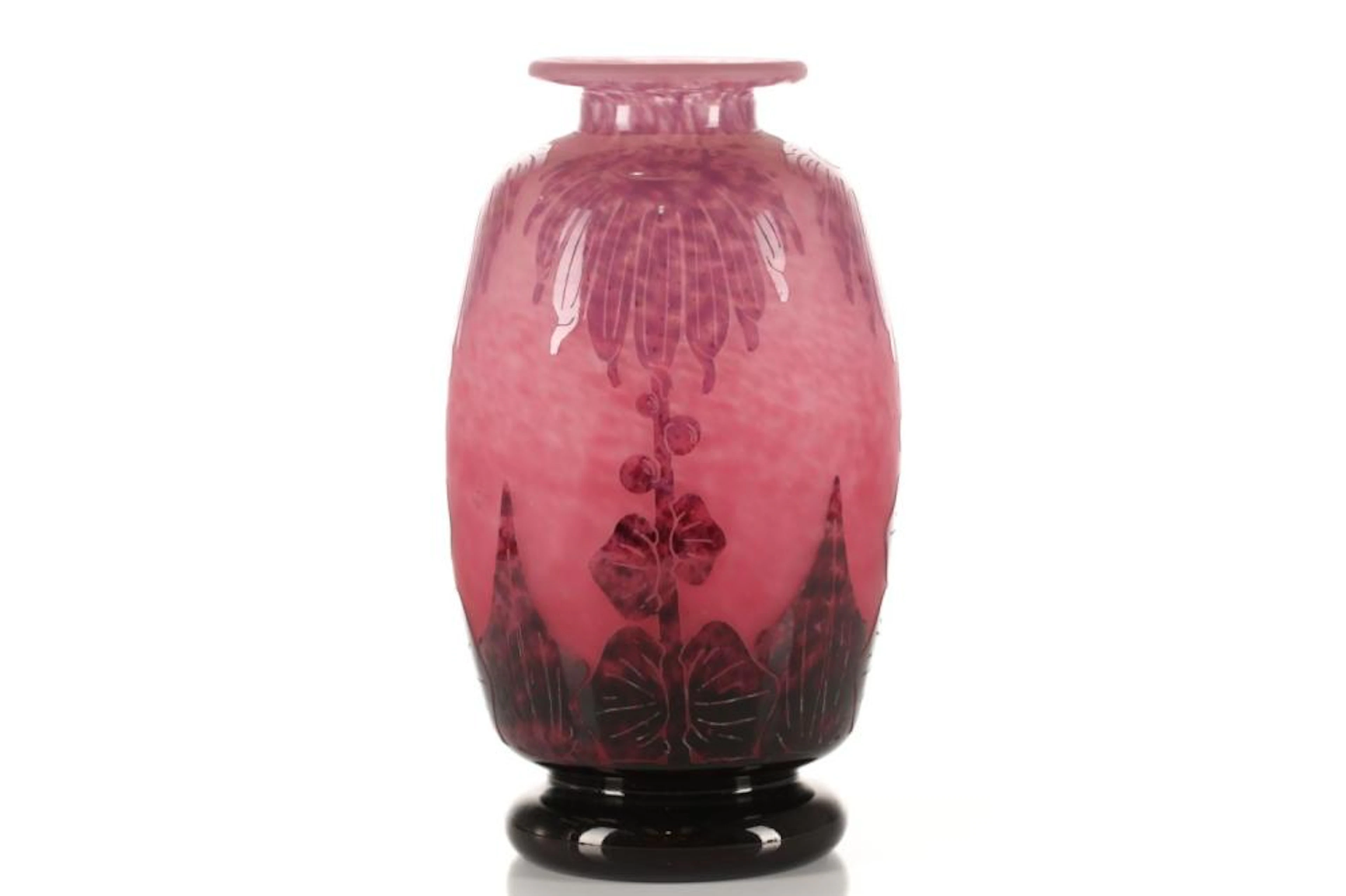 A 20th century Le Verre Francais cased and etched cameo glass globular vase