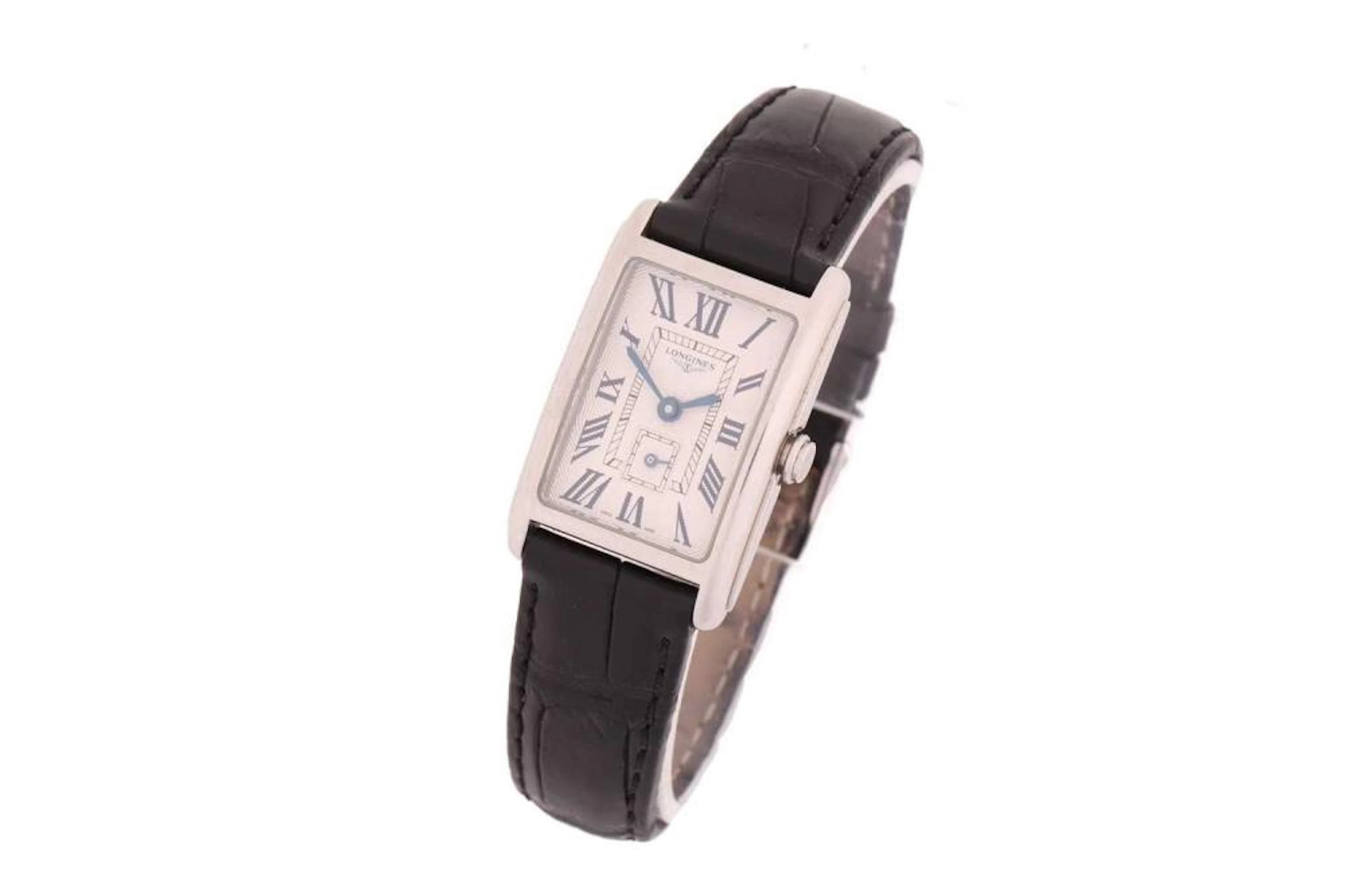 A lady's Longines DolceVita tank-style wristwatch with a...
