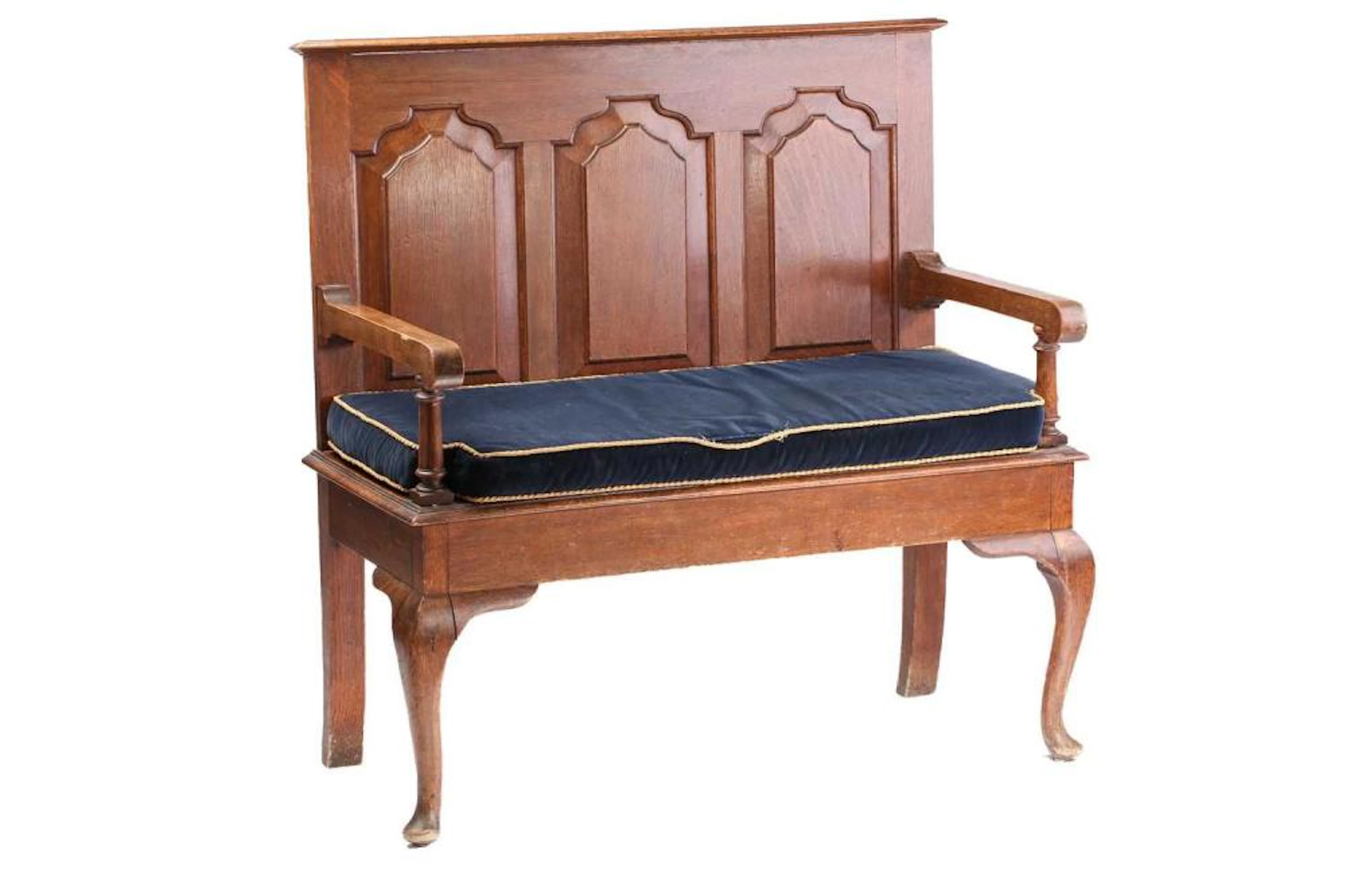 A George II style oak two-seat settle