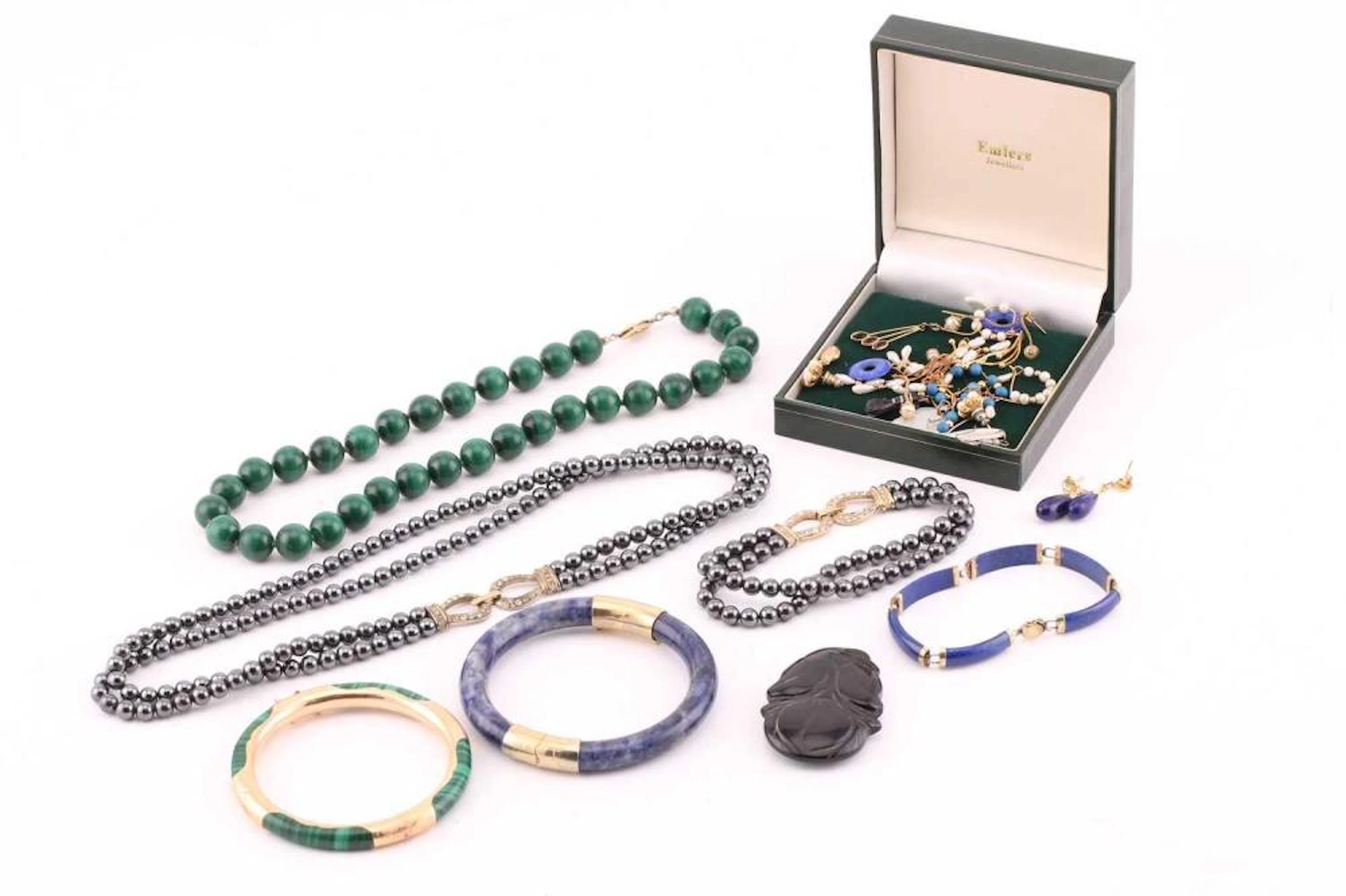 A collection of jewellery made from decorative gem...